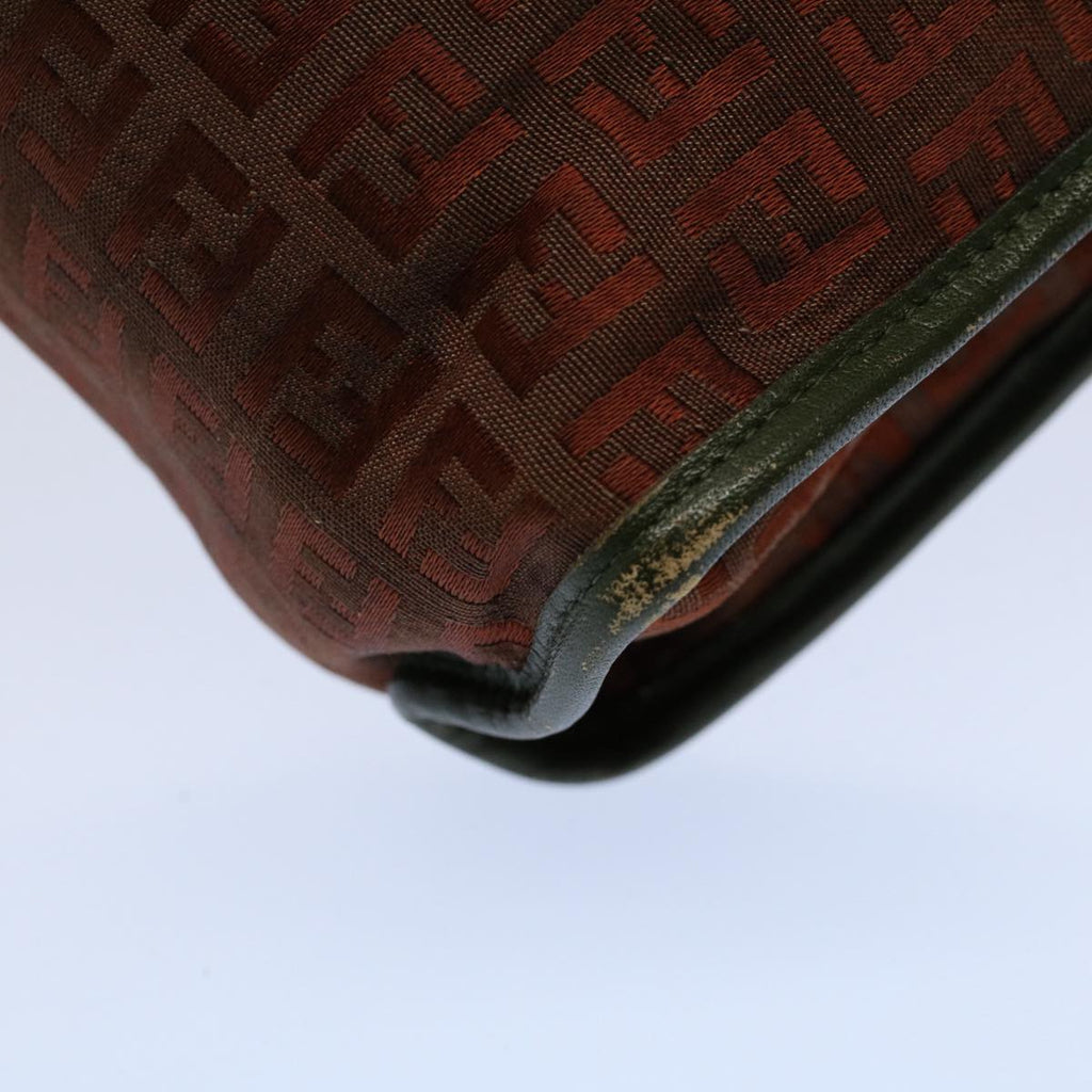 FENDI Zucchino Canvas Clutch Bag Vintage Brown ar10173