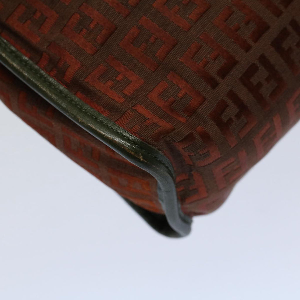 FENDI Zucchino Canvas Clutch Bag Vintage Brown ar10173