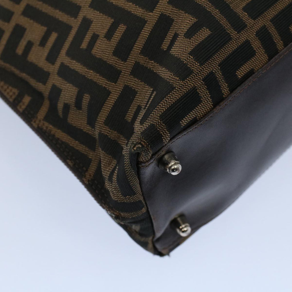 FENDI Zucca Canvas Shoulder Bag Black Brown ar10174