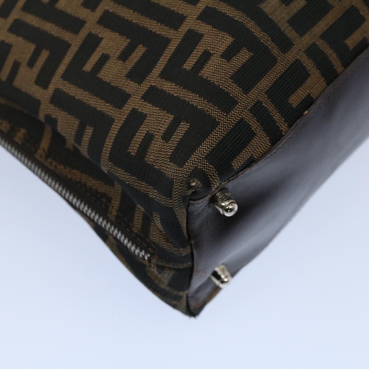 FENDI Zucca Canvas Shoulder Bag Black Brown ar10174