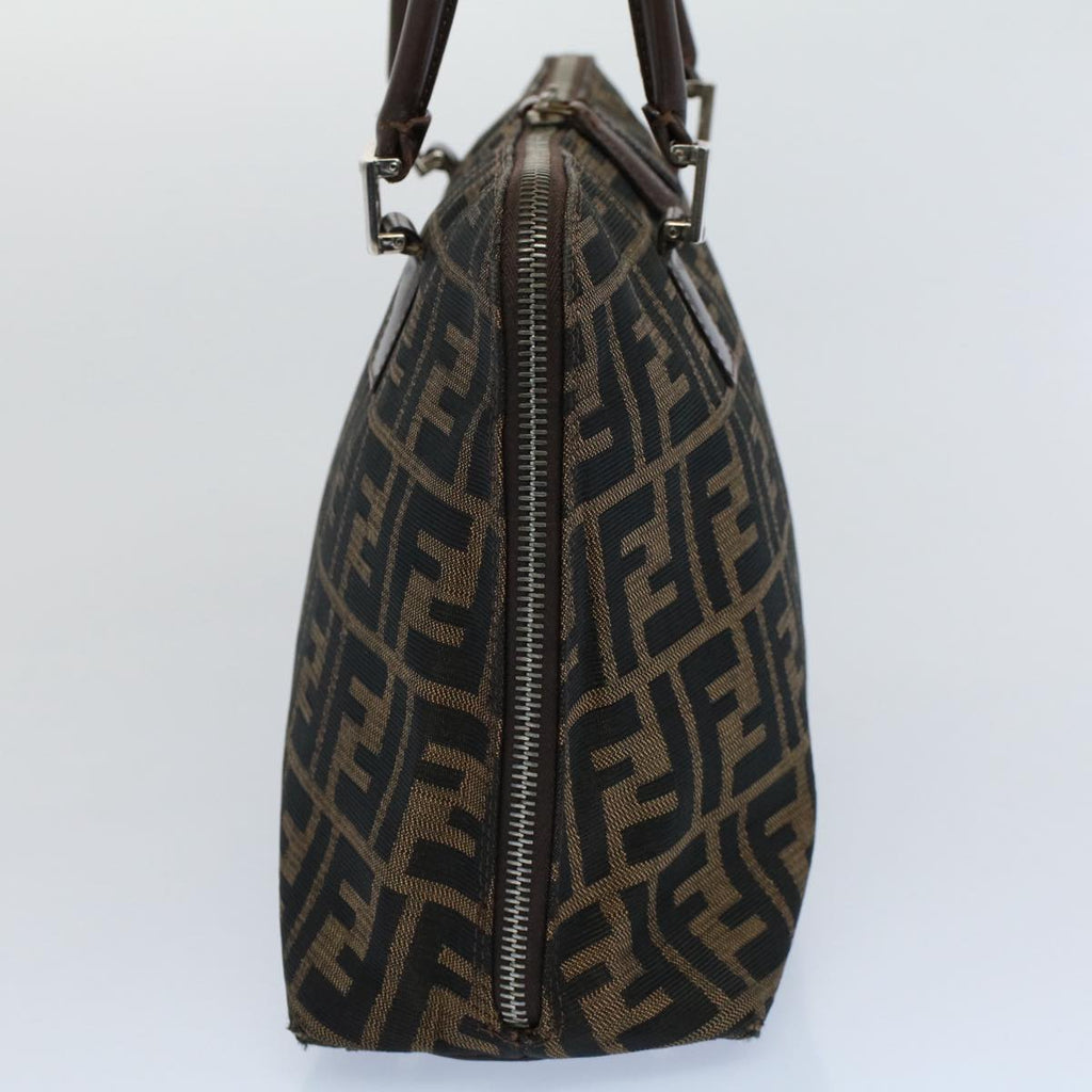 FENDI Zucca Canvas Shoulder Bag Black Brown ar10174