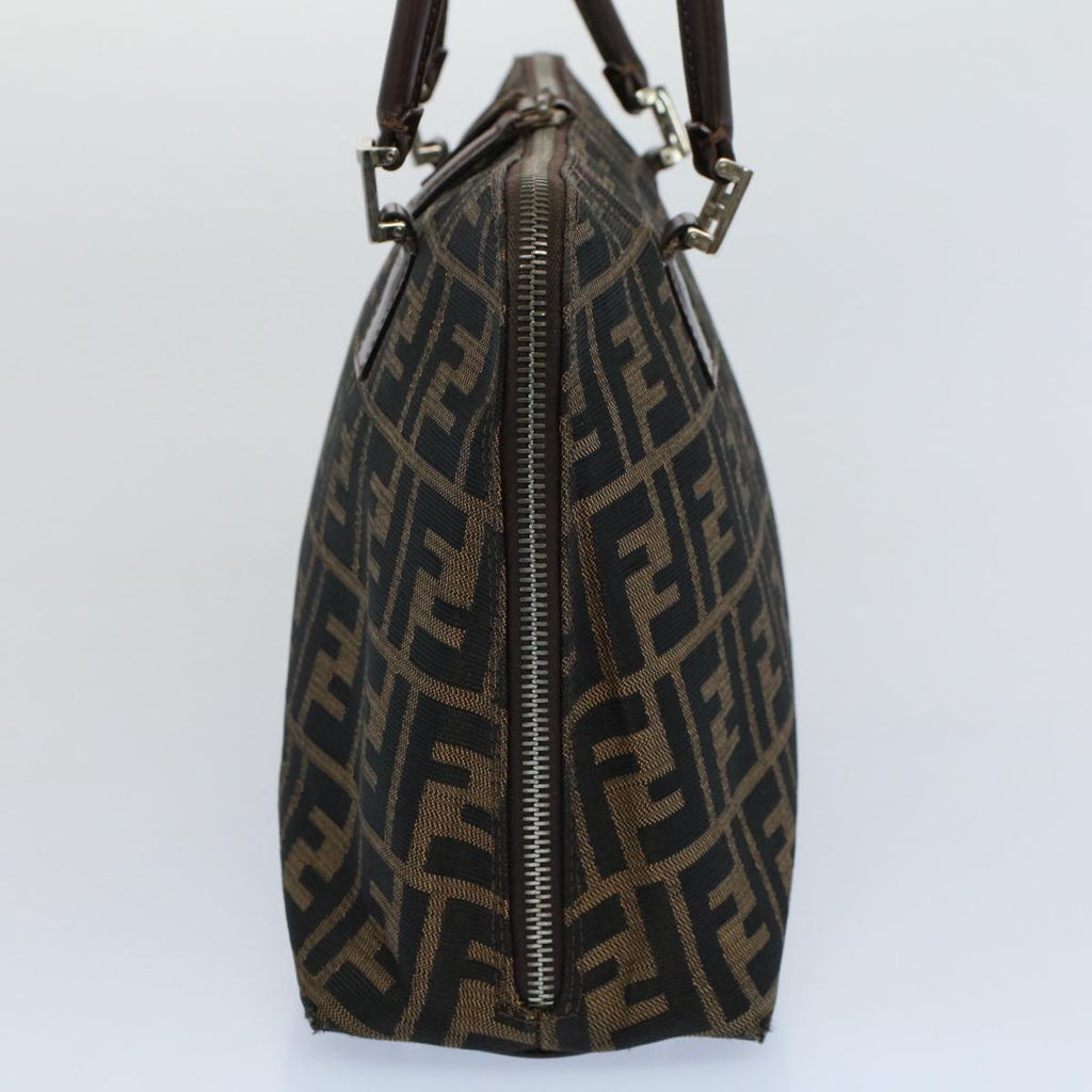 FENDI Zucca Canvas Shoulder Bag Black Brown ar10174