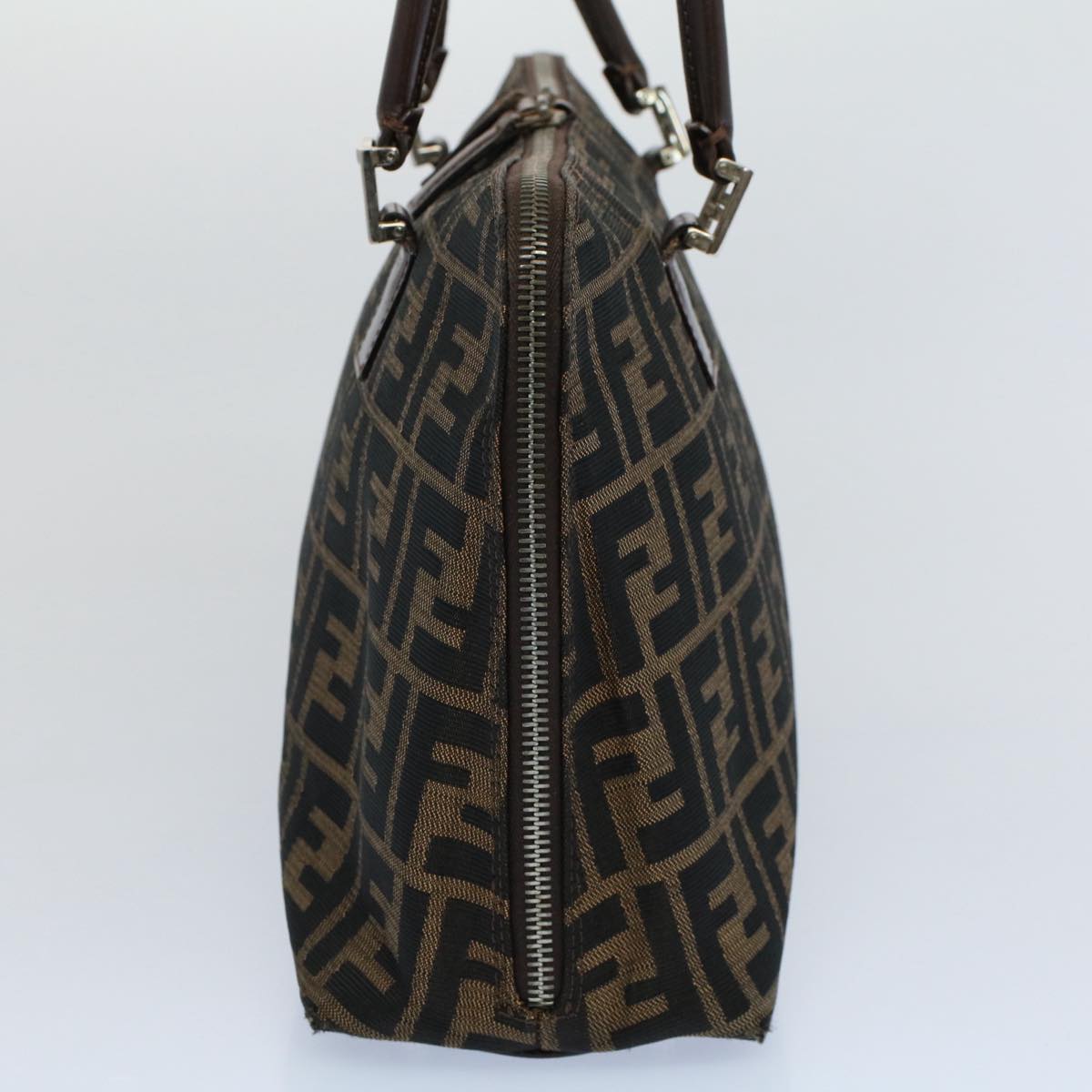FENDI Zucca Canvas Shoulder Bag Black Brown ar10174