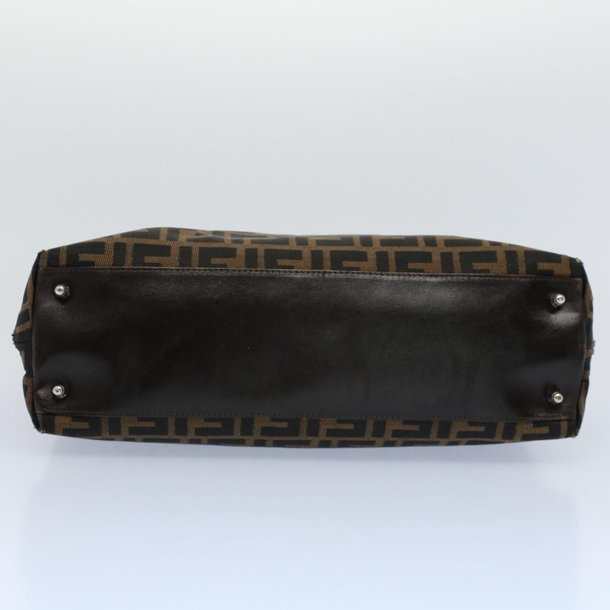 FENDI Zucca Canvas Shoulder Bag Black Brown ar10174