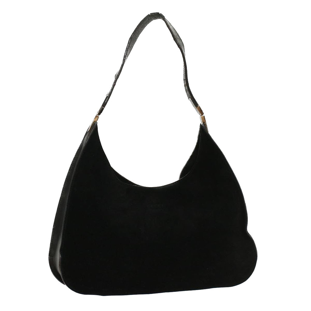 GUCCI Shoulder Bag Suede Leather Black ar10182