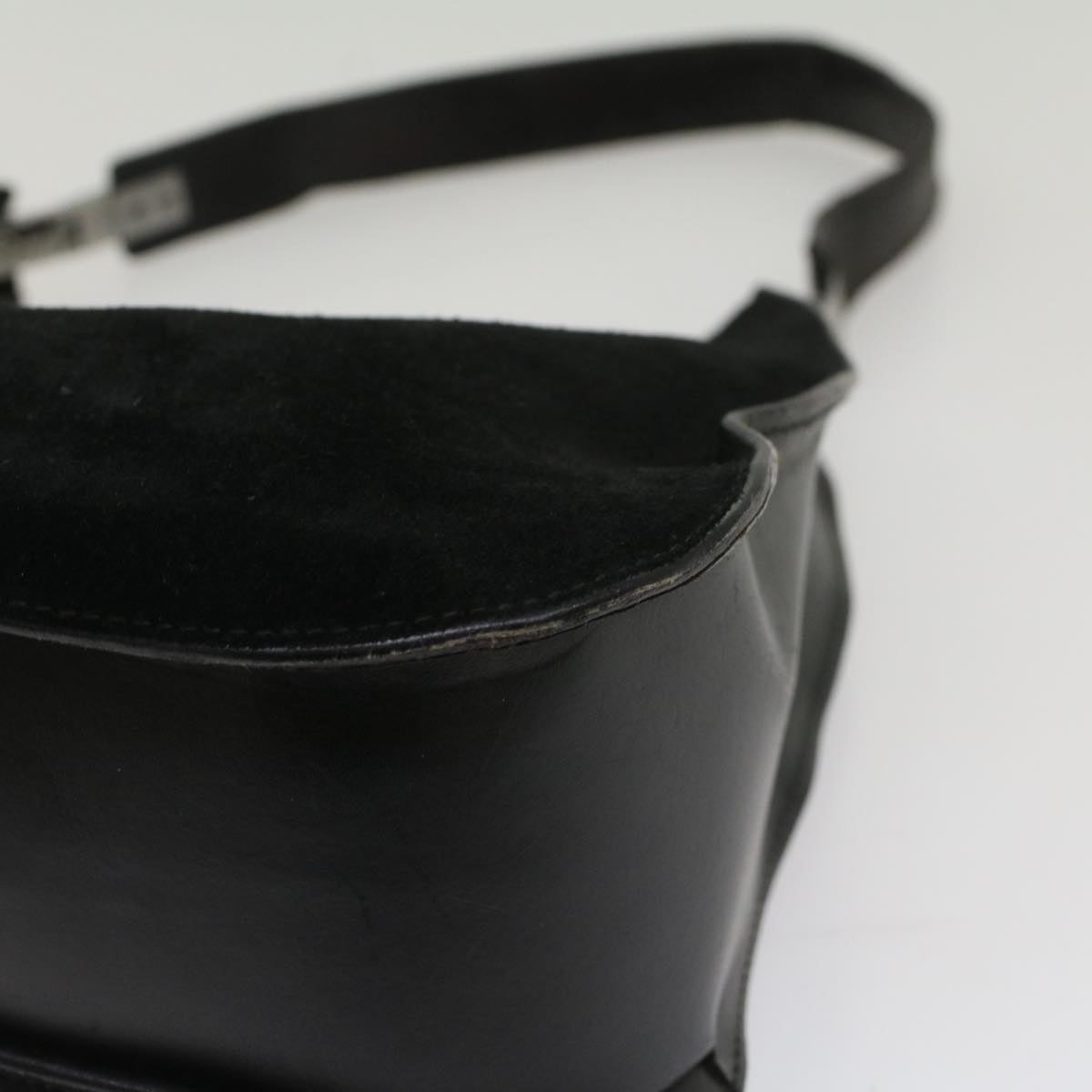 GUCCI Shoulder Bag Suede Leather Black ar10182