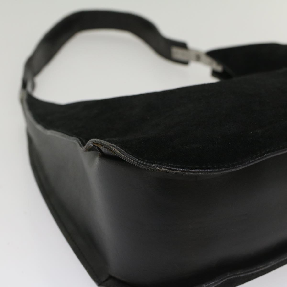 GUCCI Shoulder Bag Suede Leather Black ar10182