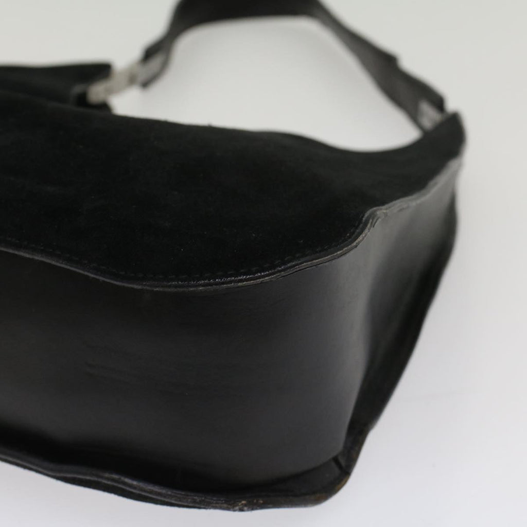 GUCCI Shoulder Bag Suede Leather Black ar10182
