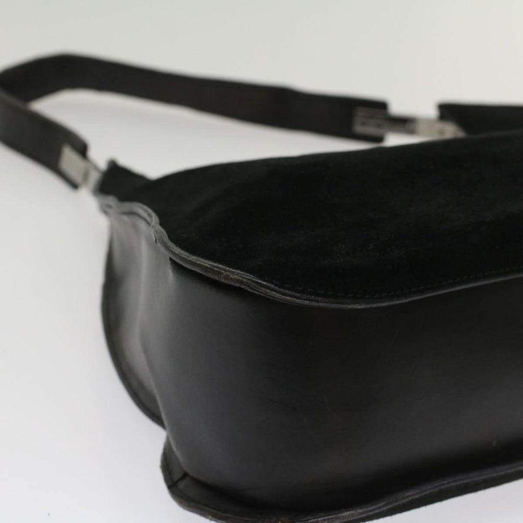 GUCCI Shoulder Bag Suede Leather Black ar10182