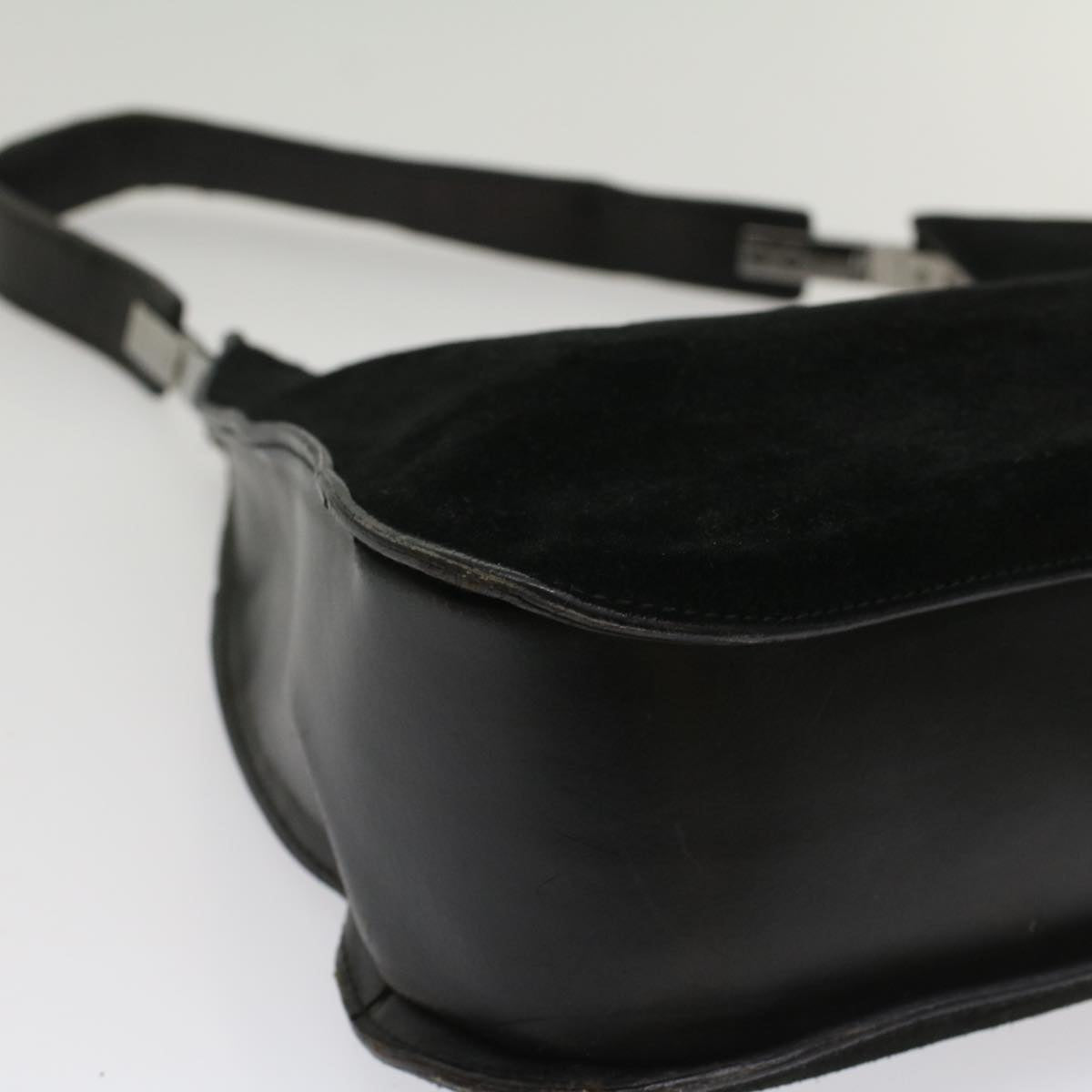 GUCCI Shoulder Bag Suede Leather Black ar10182