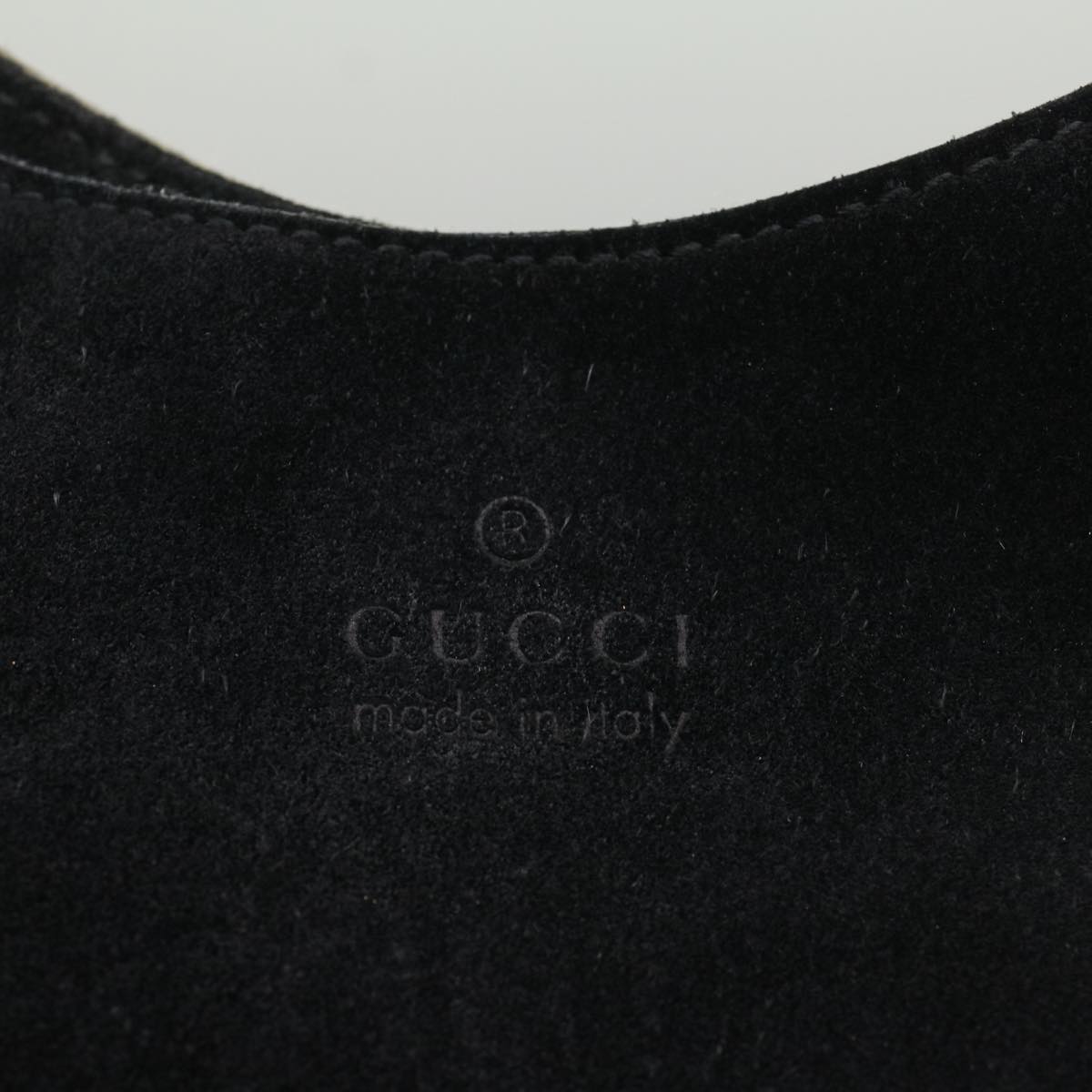 GUCCI Shoulder Bag Suede Leather Black ar10182