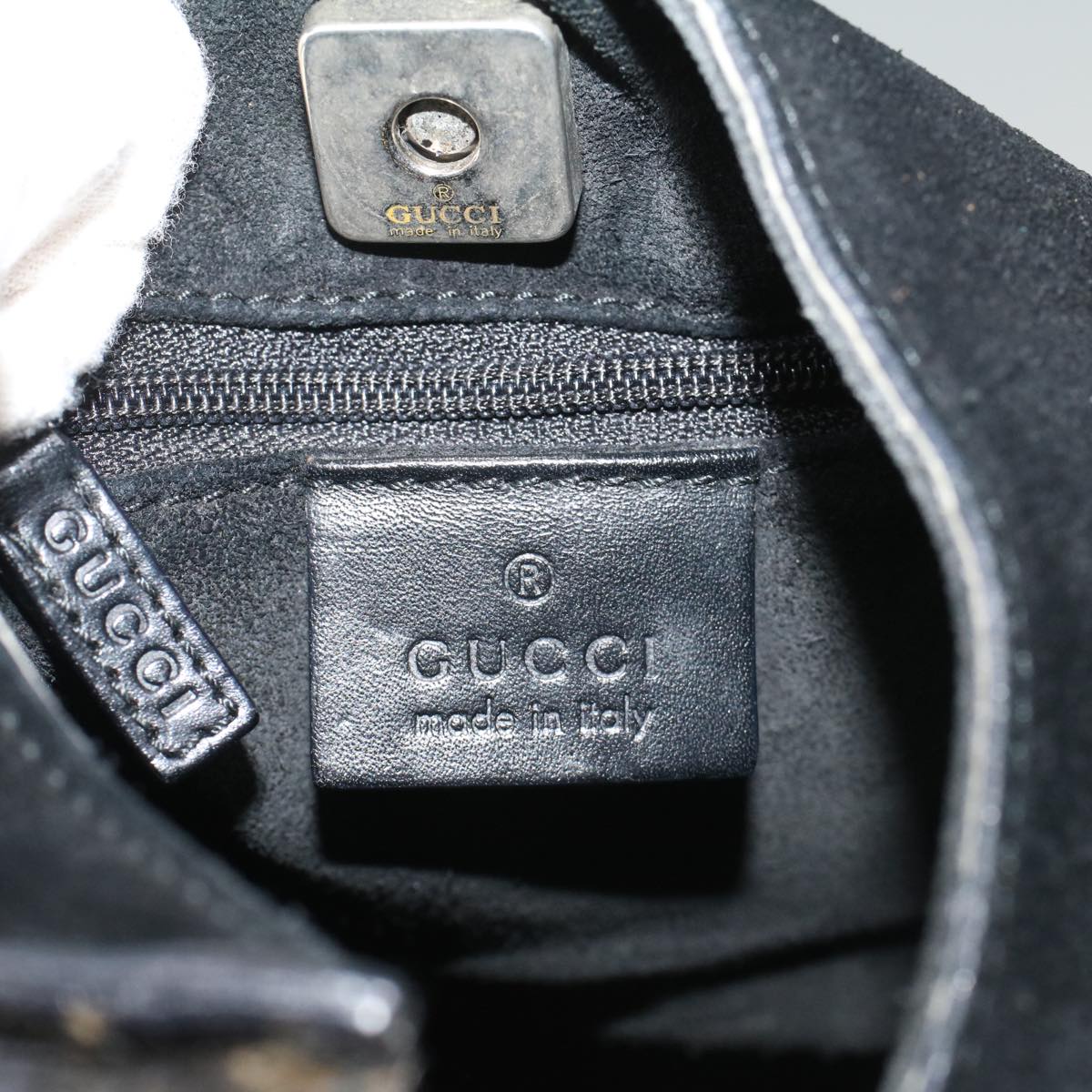 GUCCI Shoulder Bag Suede Leather Black ar10182