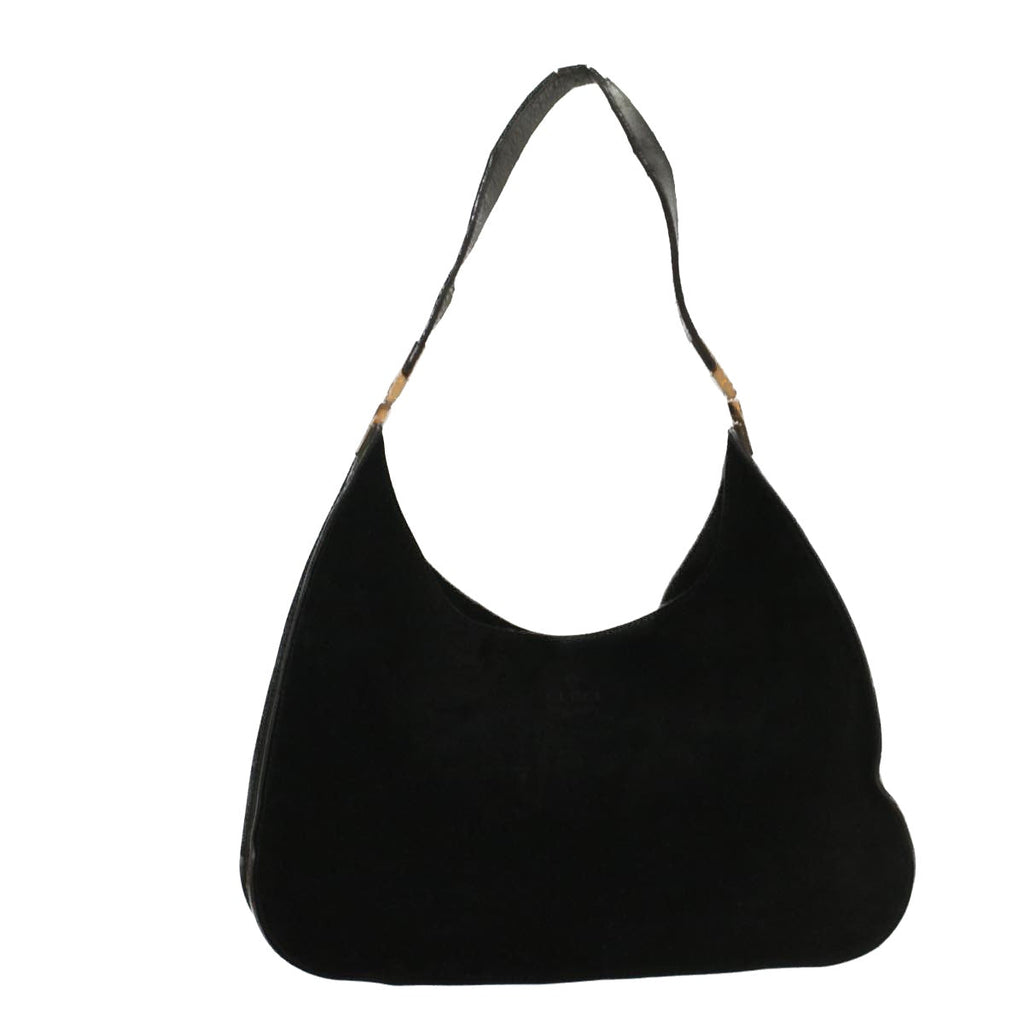 GUCCI Shoulder Bag Suede Leather Black ar10182