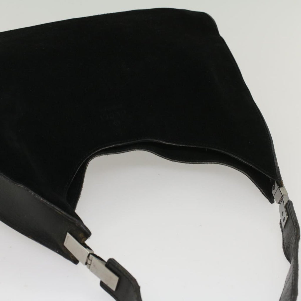 GUCCI Shoulder Bag Suede Leather Black ar10182