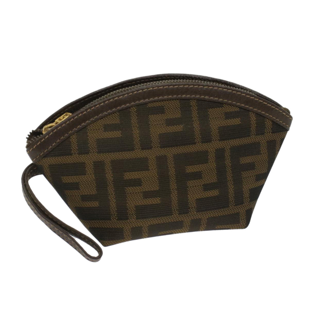 FENDI Zucca Canvas Pouch Black Brown ar10187