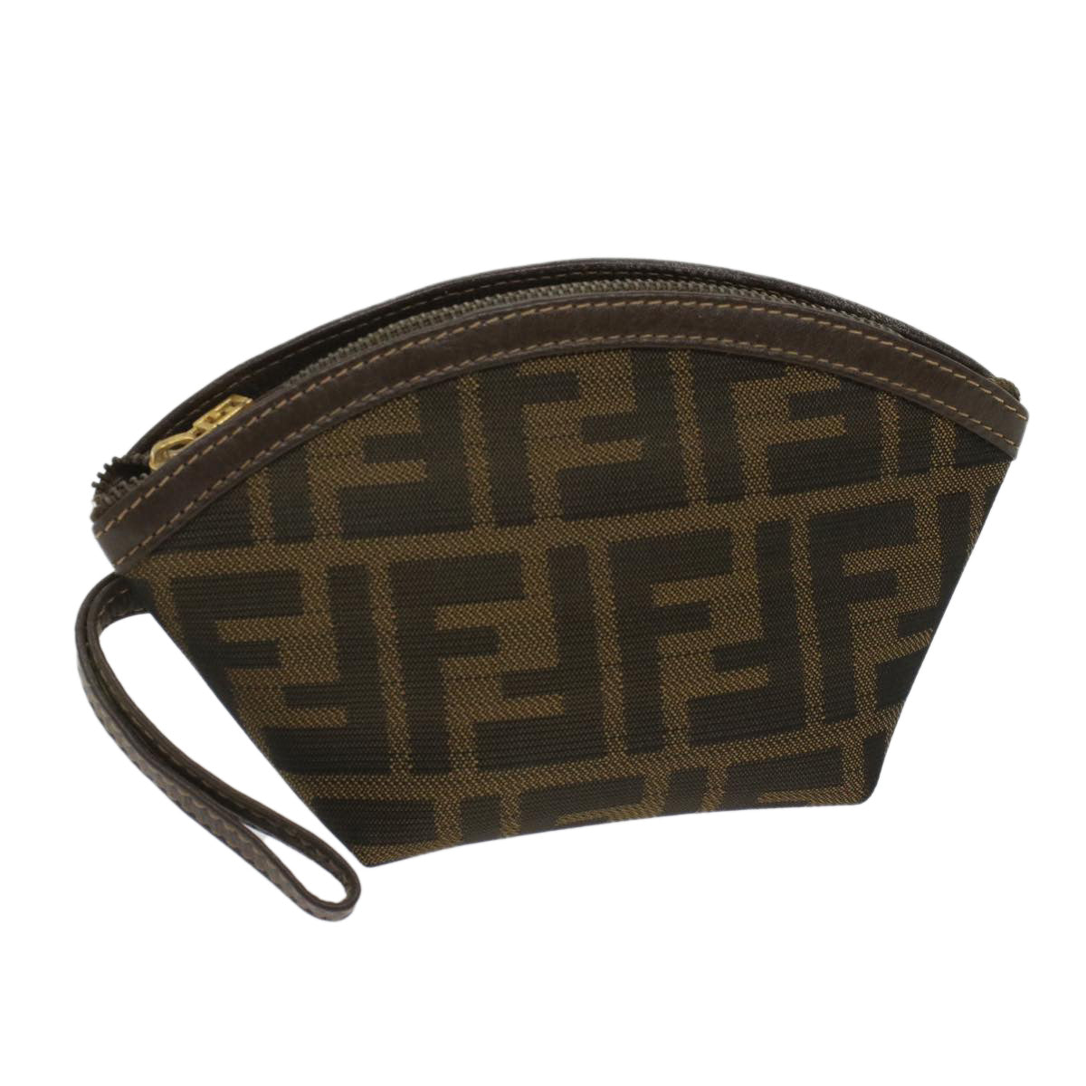 FENDI Zucca Canvas Pouch Black Brown ar10187