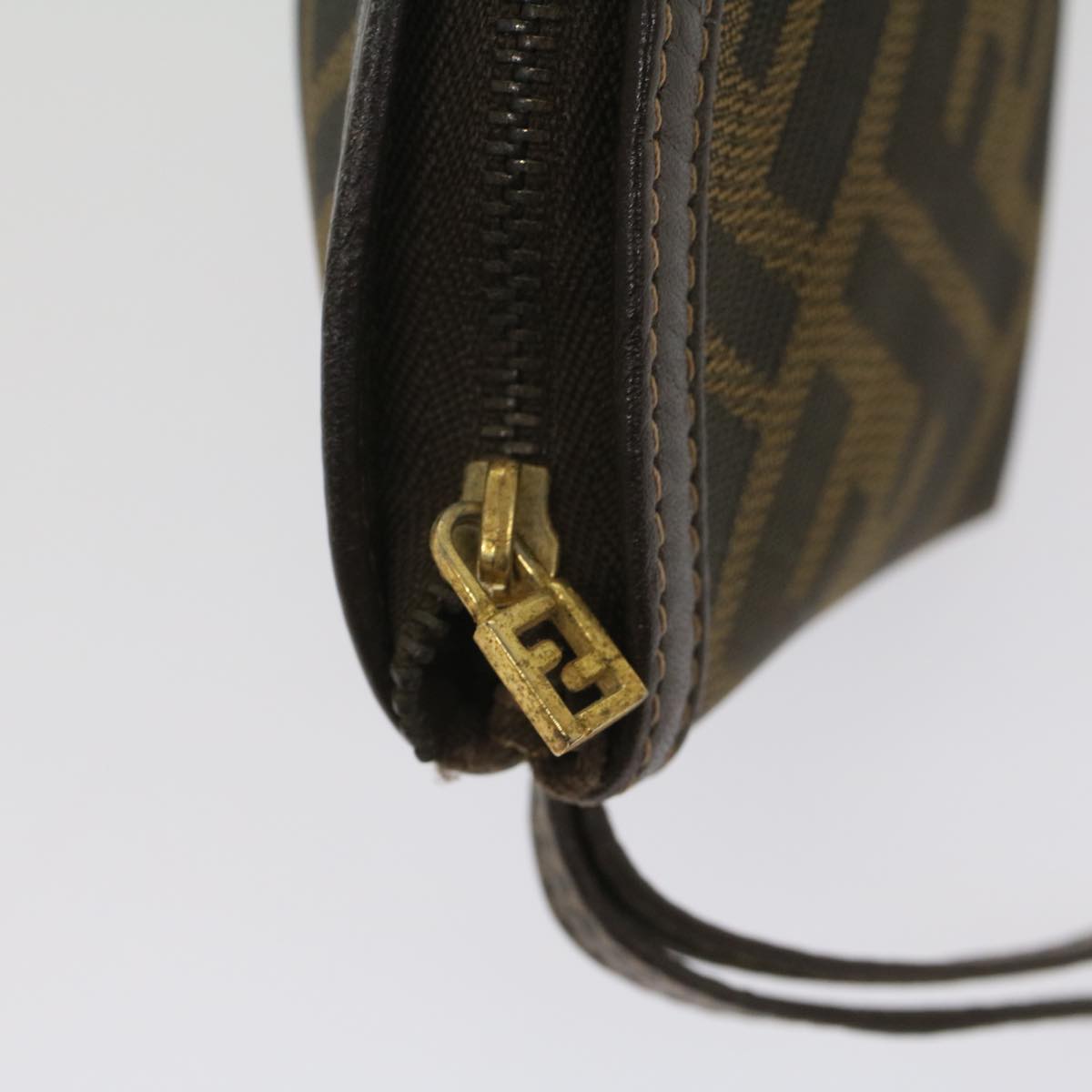 FENDI Zucca Canvas Pouch Black Brown ar10187