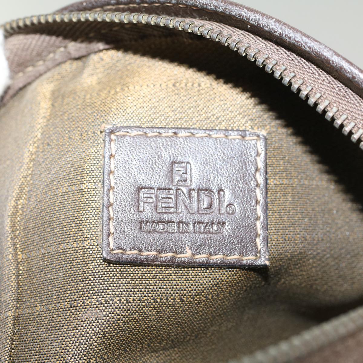 FENDI Zucca Canvas Pouch Black Brown ar10187