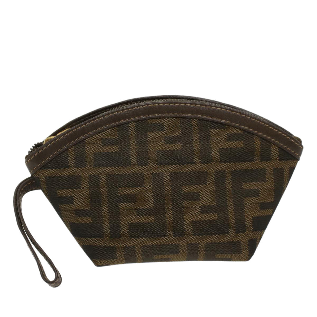 FENDI Zucca Canvas Pouch Black Brown ar10187