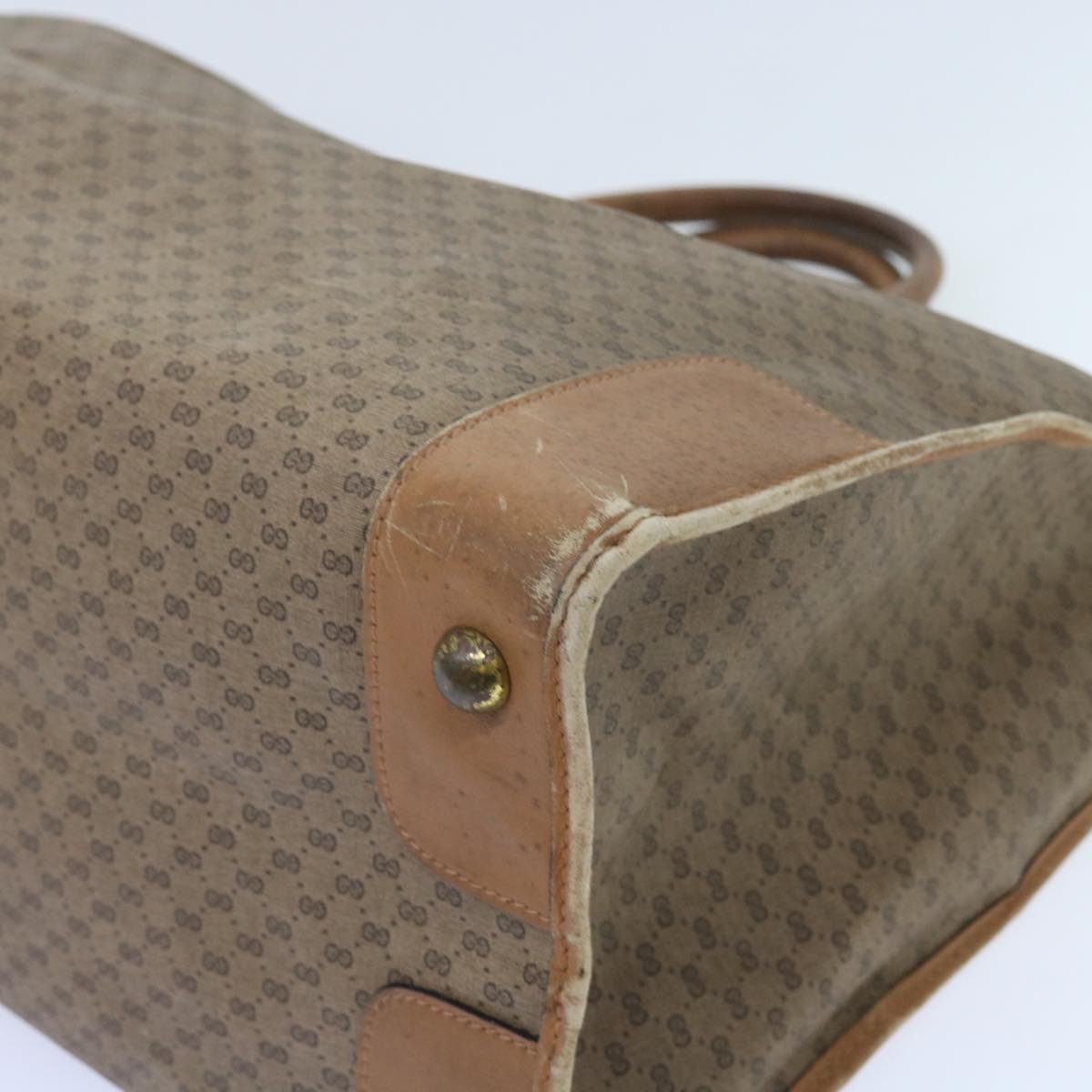 GUCCI Micro GG Canvas Boston Bag Beige Brown ar10227