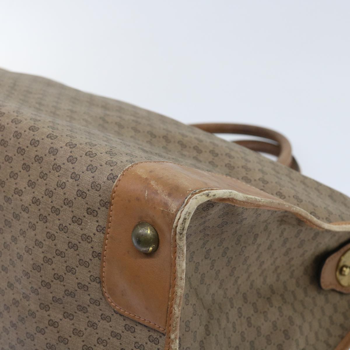 GUCCI Micro GG Canvas Boston Bag Beige Brown ar10227