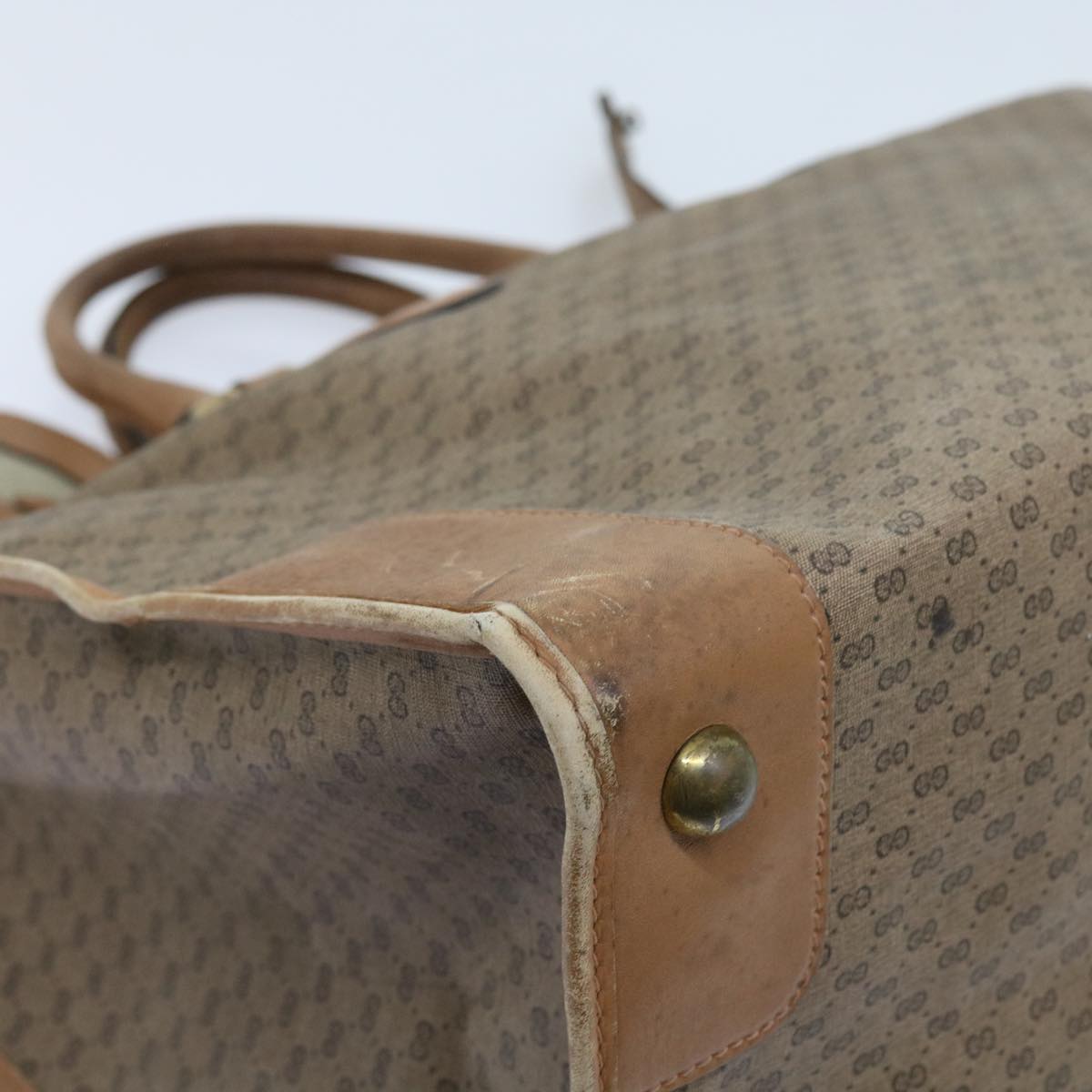 GUCCI Micro GG Canvas Boston Bag Beige Brown ar10227