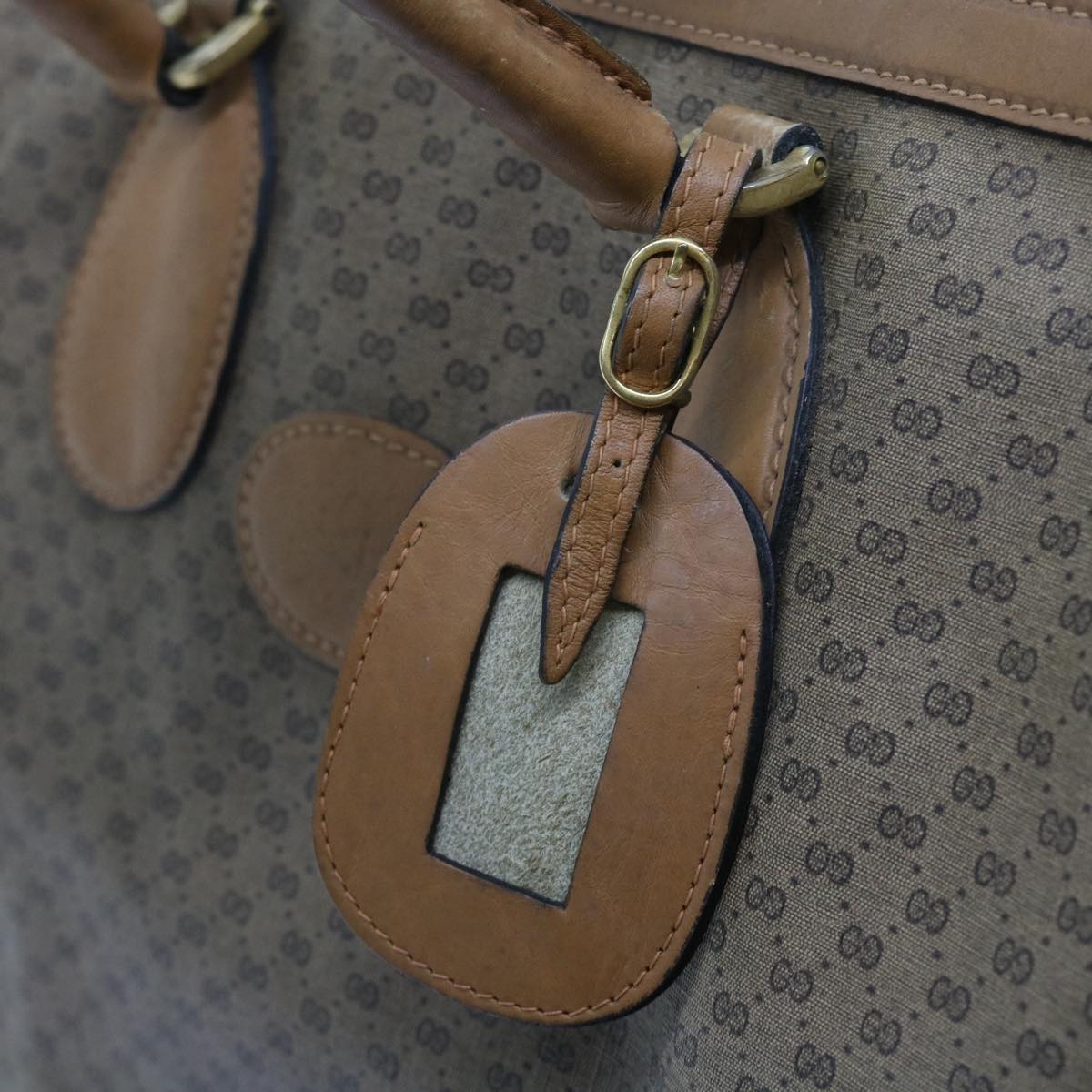 GUCCI Micro GG Canvas Boston Bag Beige Brown ar10227