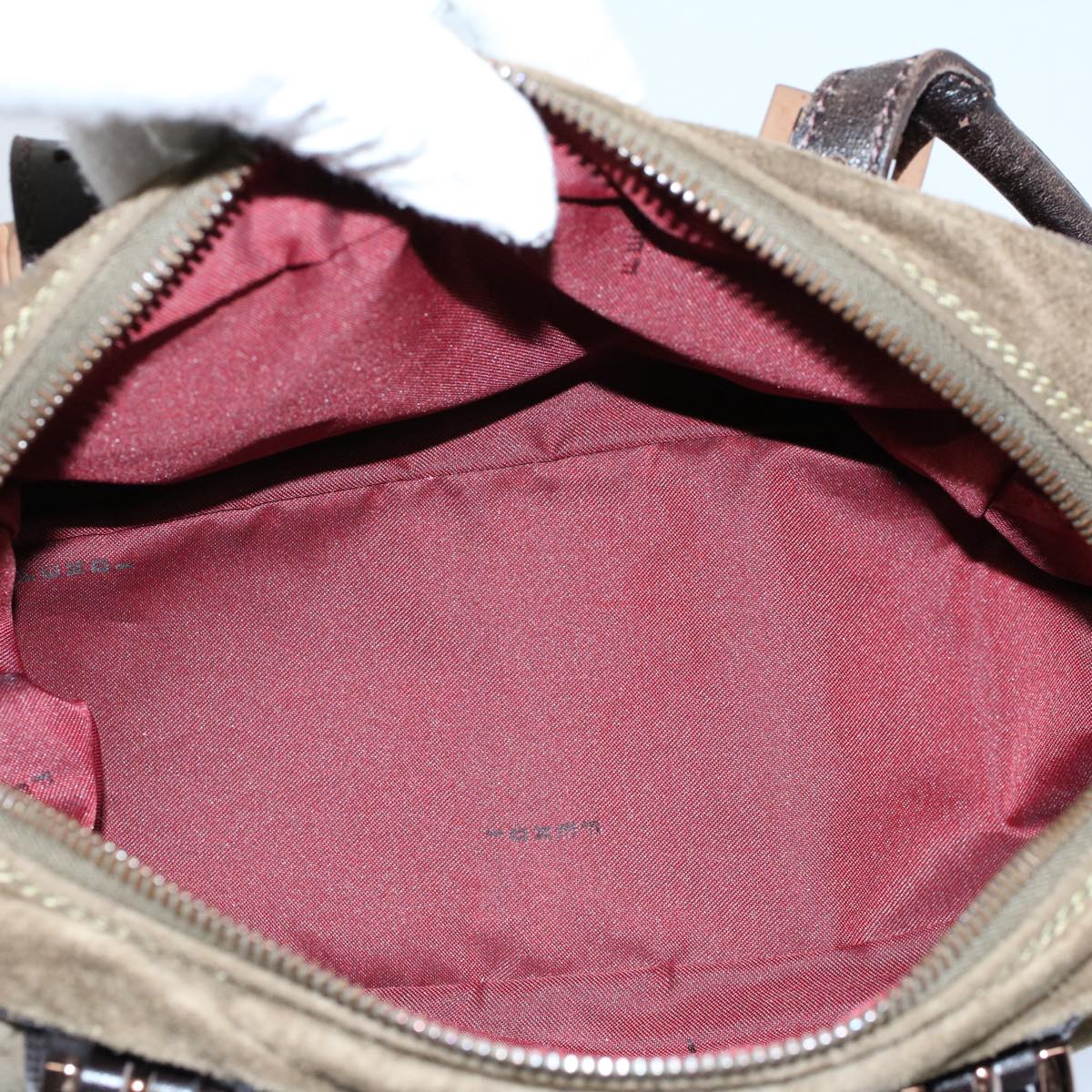 FENDI Shoulder Bag Suede Khaki ar10279