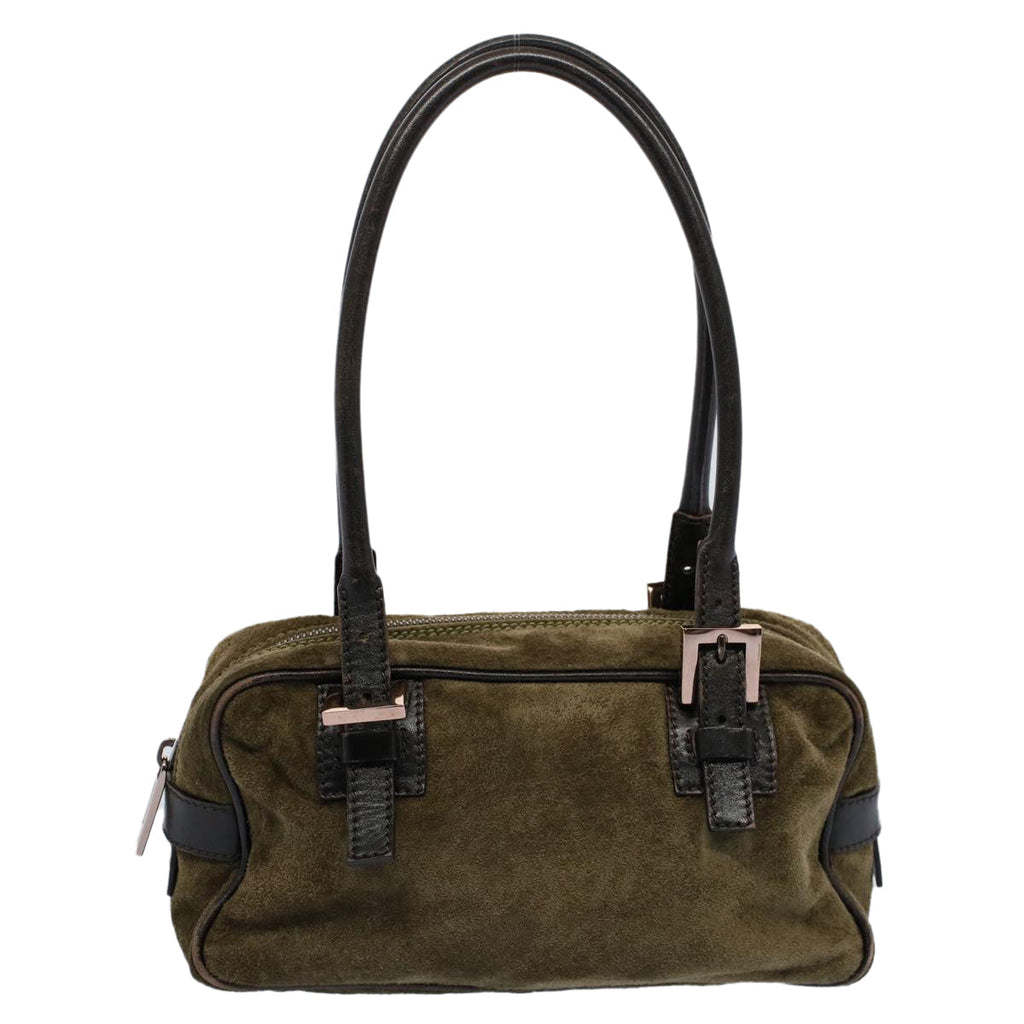 FENDI Shoulder Bag Suede Khaki ar10279