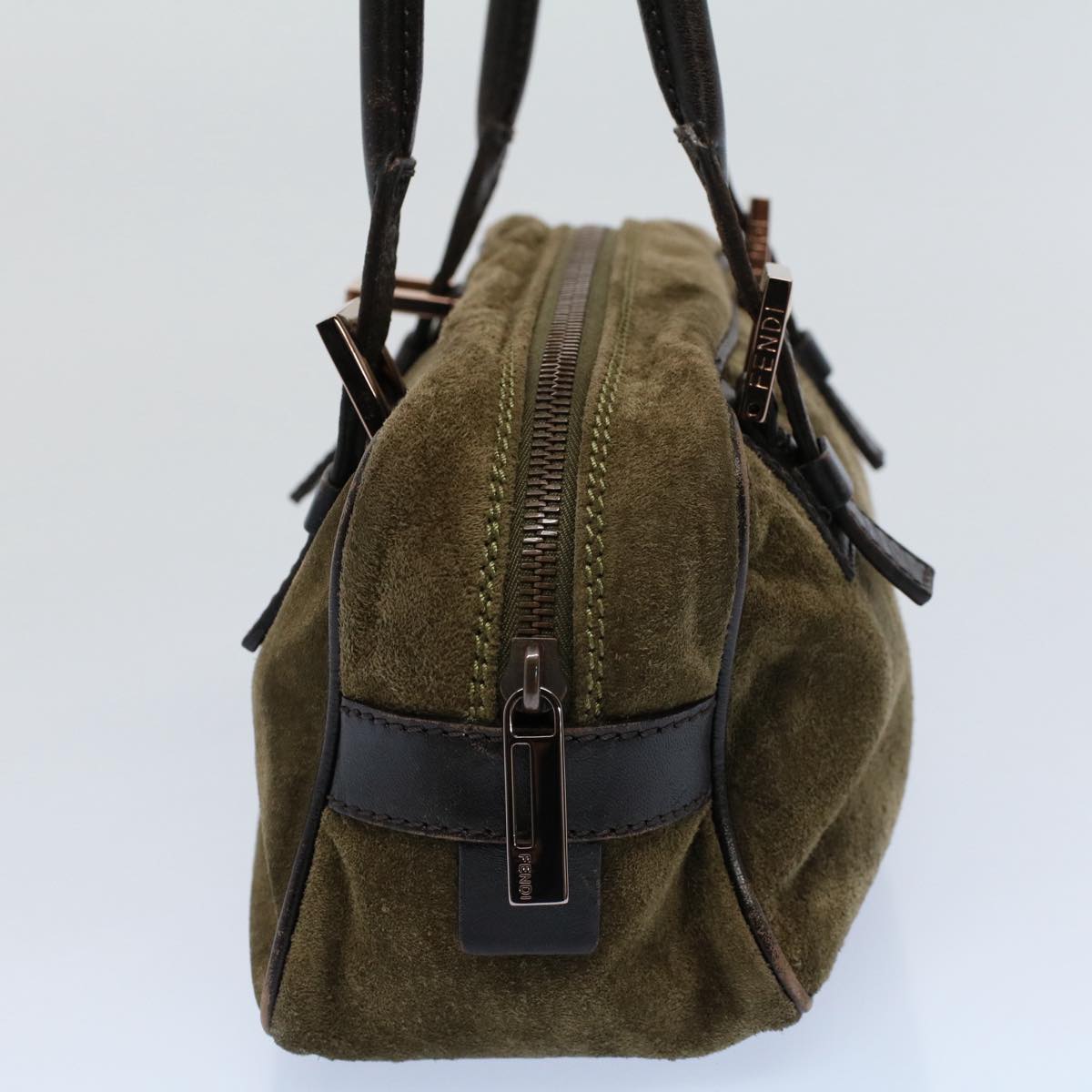 FENDI Shoulder Bag Suede Khaki ar10279