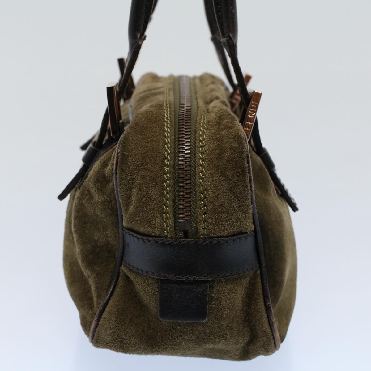 FENDI Shoulder Bag Suede Khaki ar10279