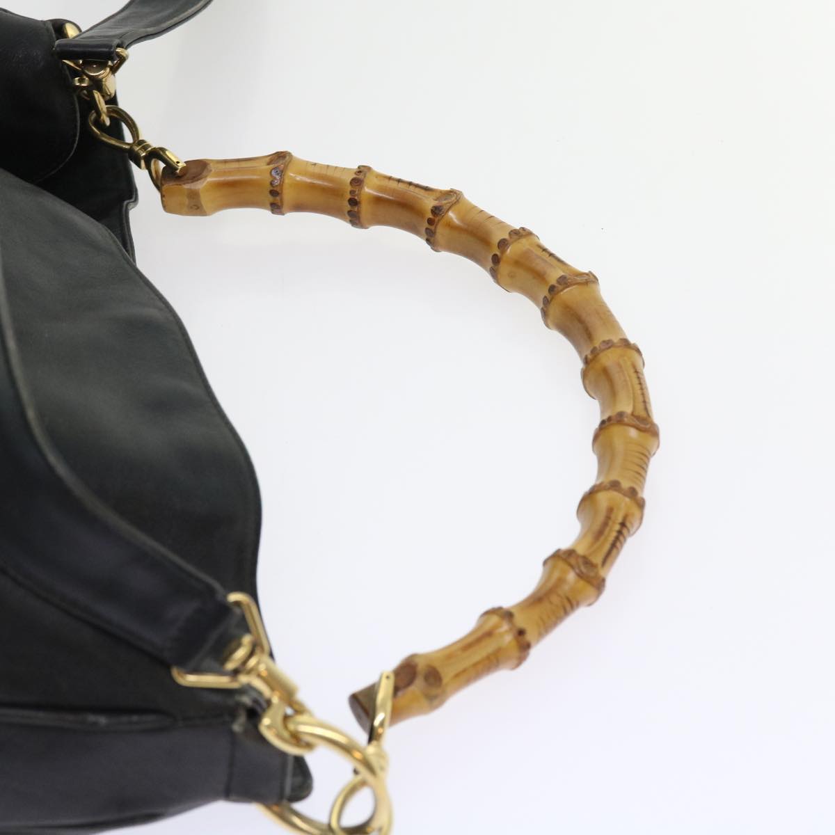 GUCCI Bamboo Shoulder Bag Leather 2way Black ar10286