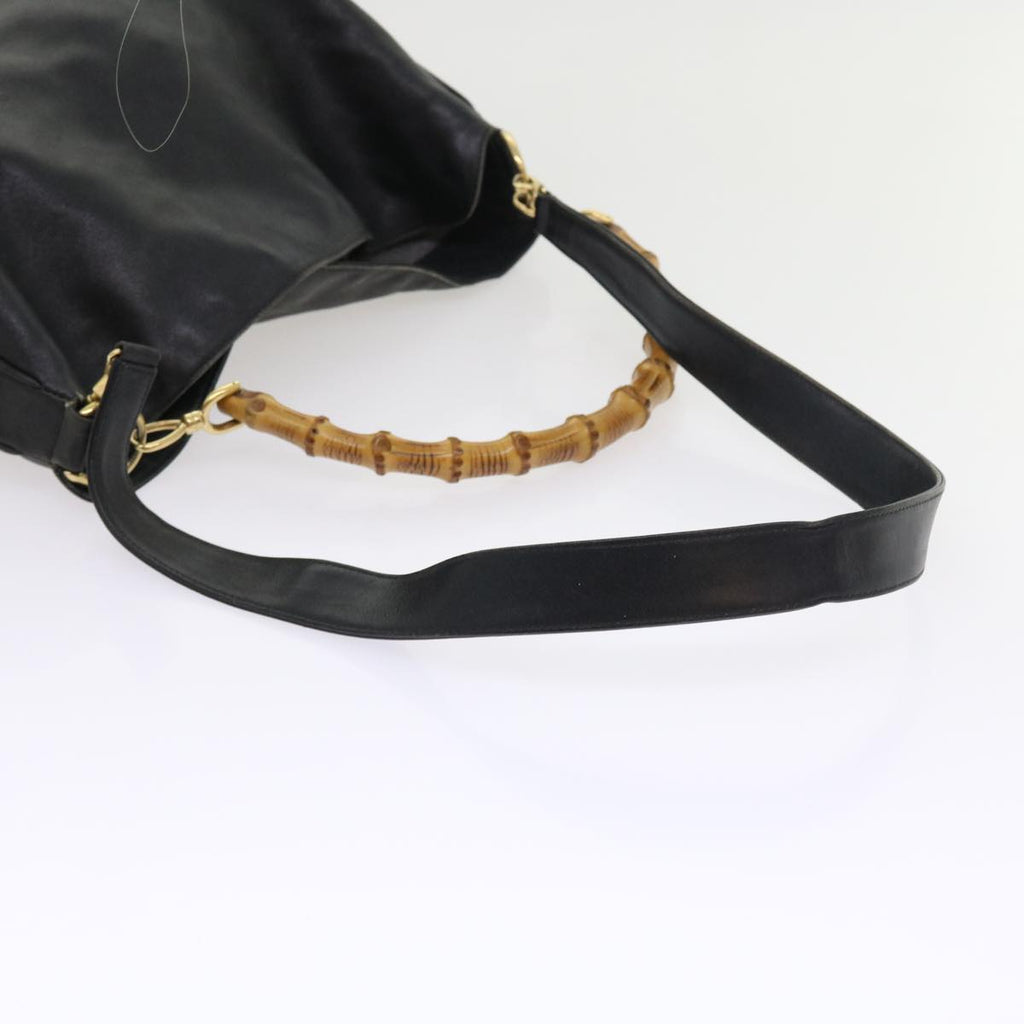 GUCCI Bamboo Shoulder Bag Leather 2way Black ar10286