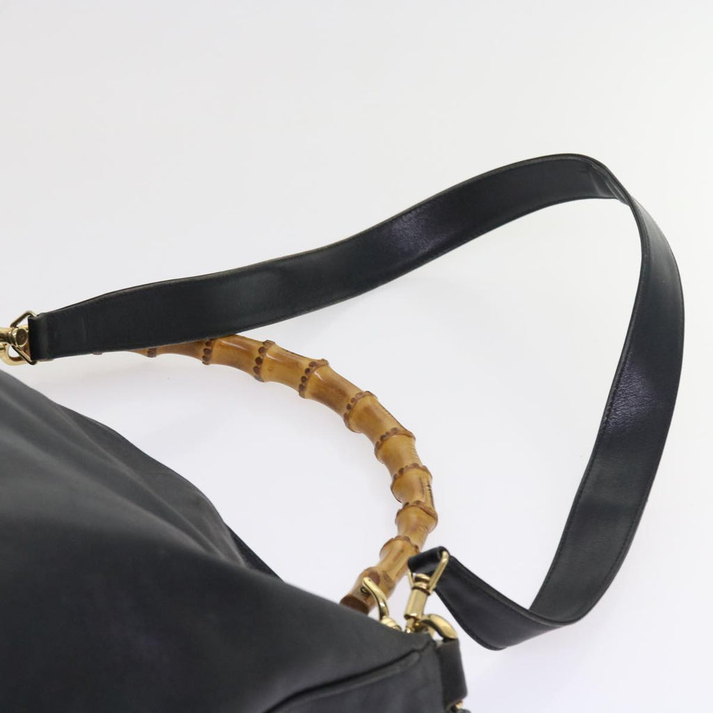 GUCCI Bamboo Shoulder Bag Leather 2way Black ar10286