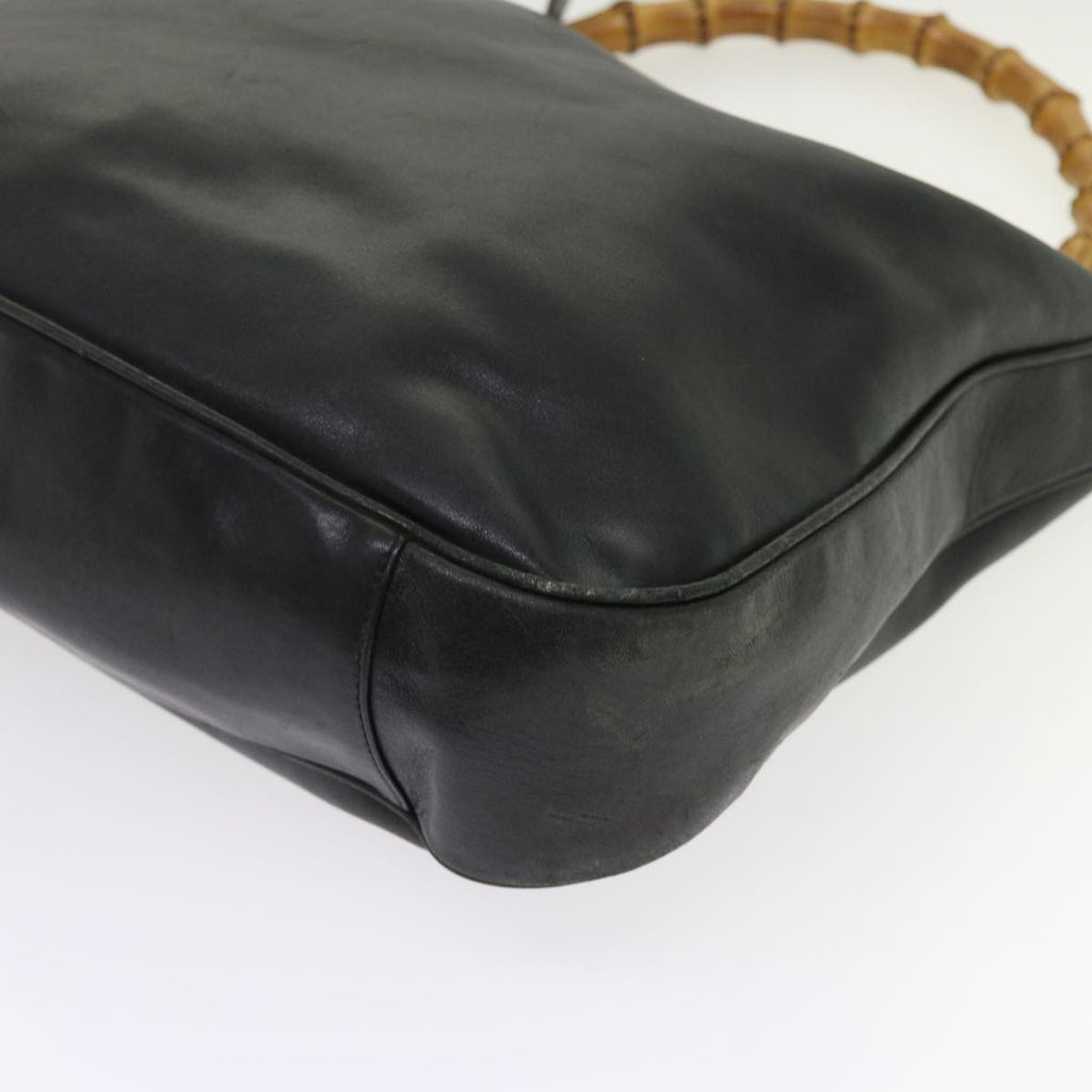 GUCCI Bamboo Shoulder Bag Leather 2way Black ar10286