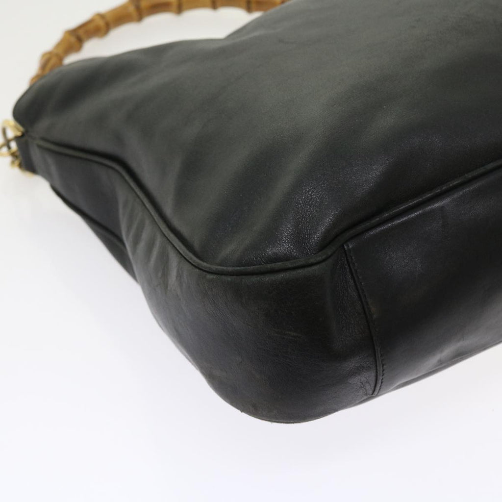 GUCCI Bamboo Shoulder Bag Leather 2way Black ar10286