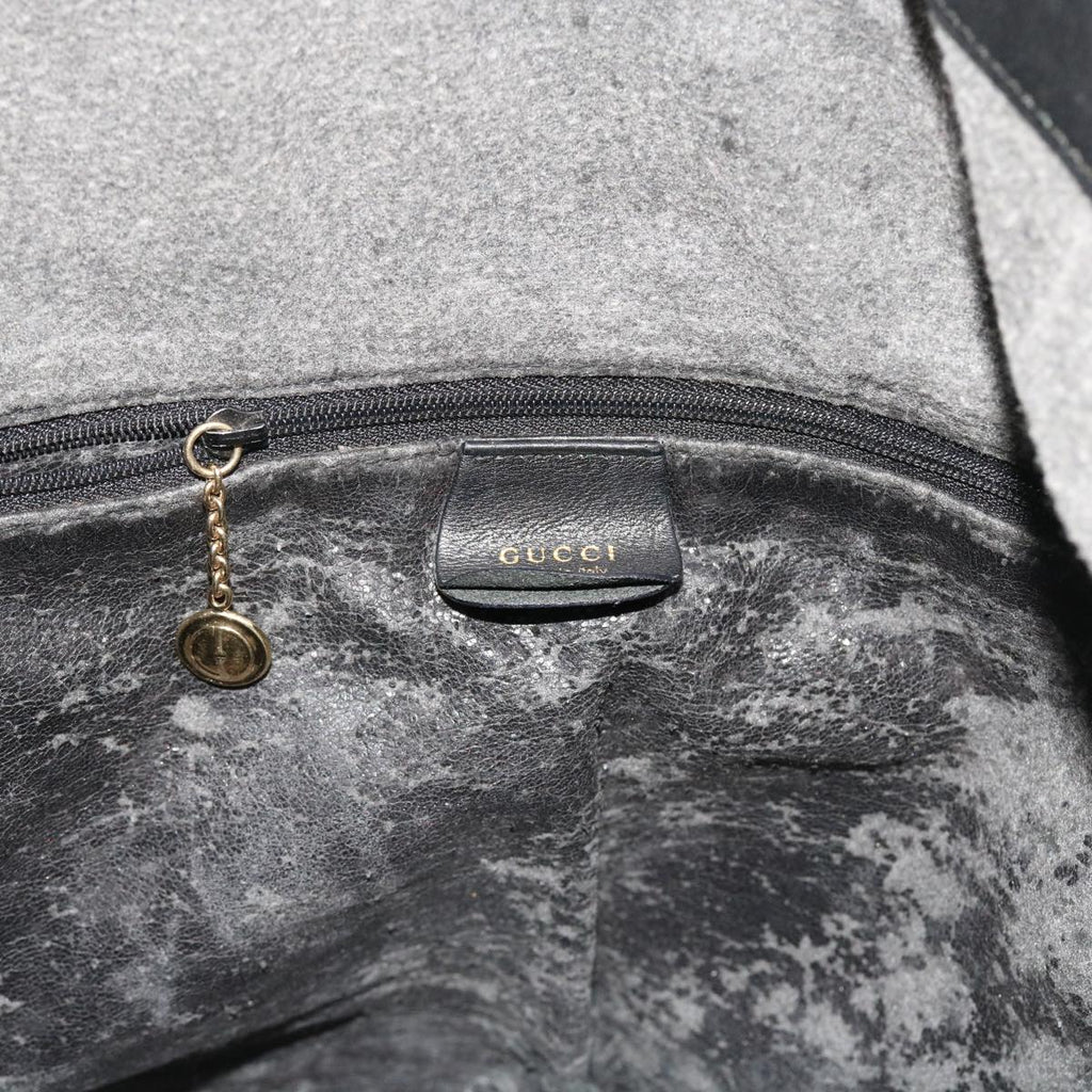 GUCCI Bamboo Shoulder Bag Leather 2way Black ar10286