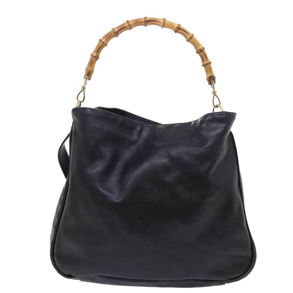 GUCCI Bamboo Shoulder Bag Leather 2way Black ar10286