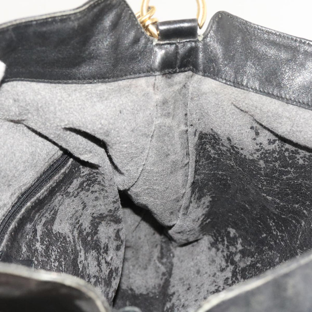 GUCCI Bamboo Shoulder Bag Leather 2way Black ar10286