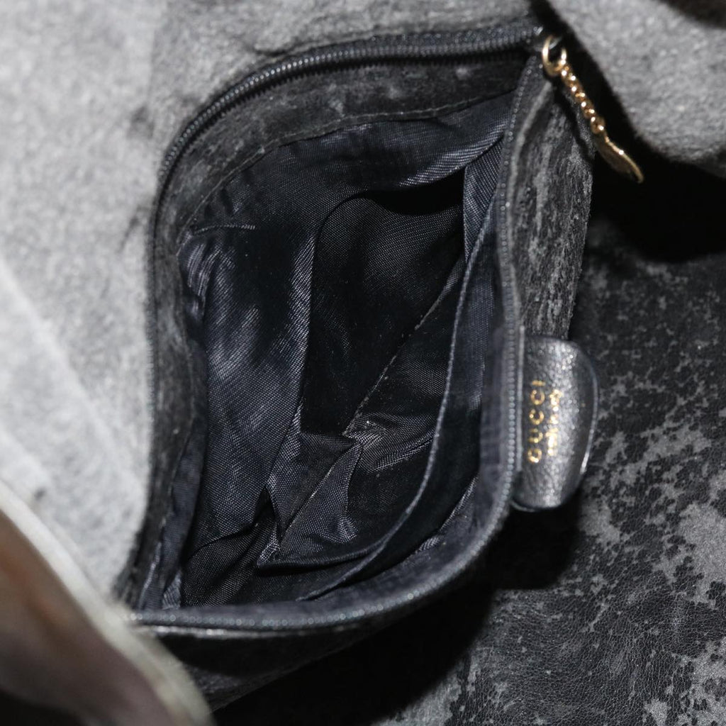 GUCCI Bamboo Shoulder Bag Leather 2way Black ar10286