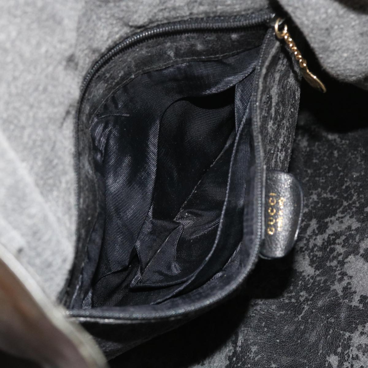 GUCCI Bamboo Shoulder Bag Leather 2way Black ar10286