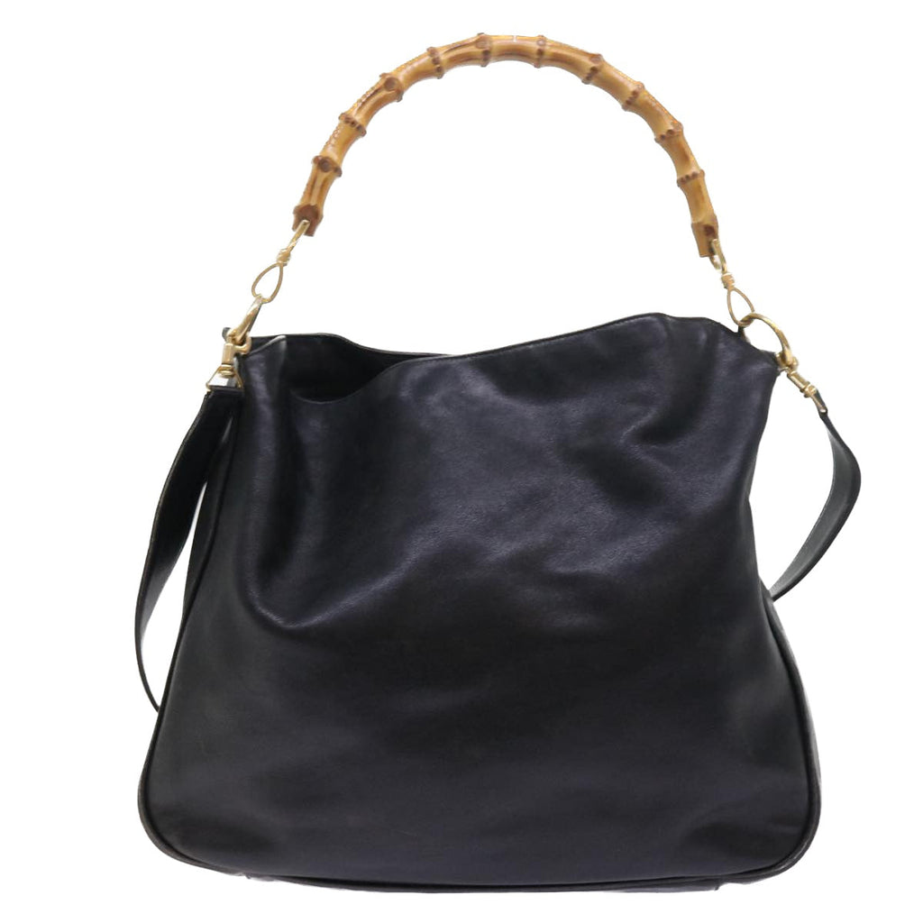 GUCCI Bamboo Shoulder Bag Leather 2way Black ar10286