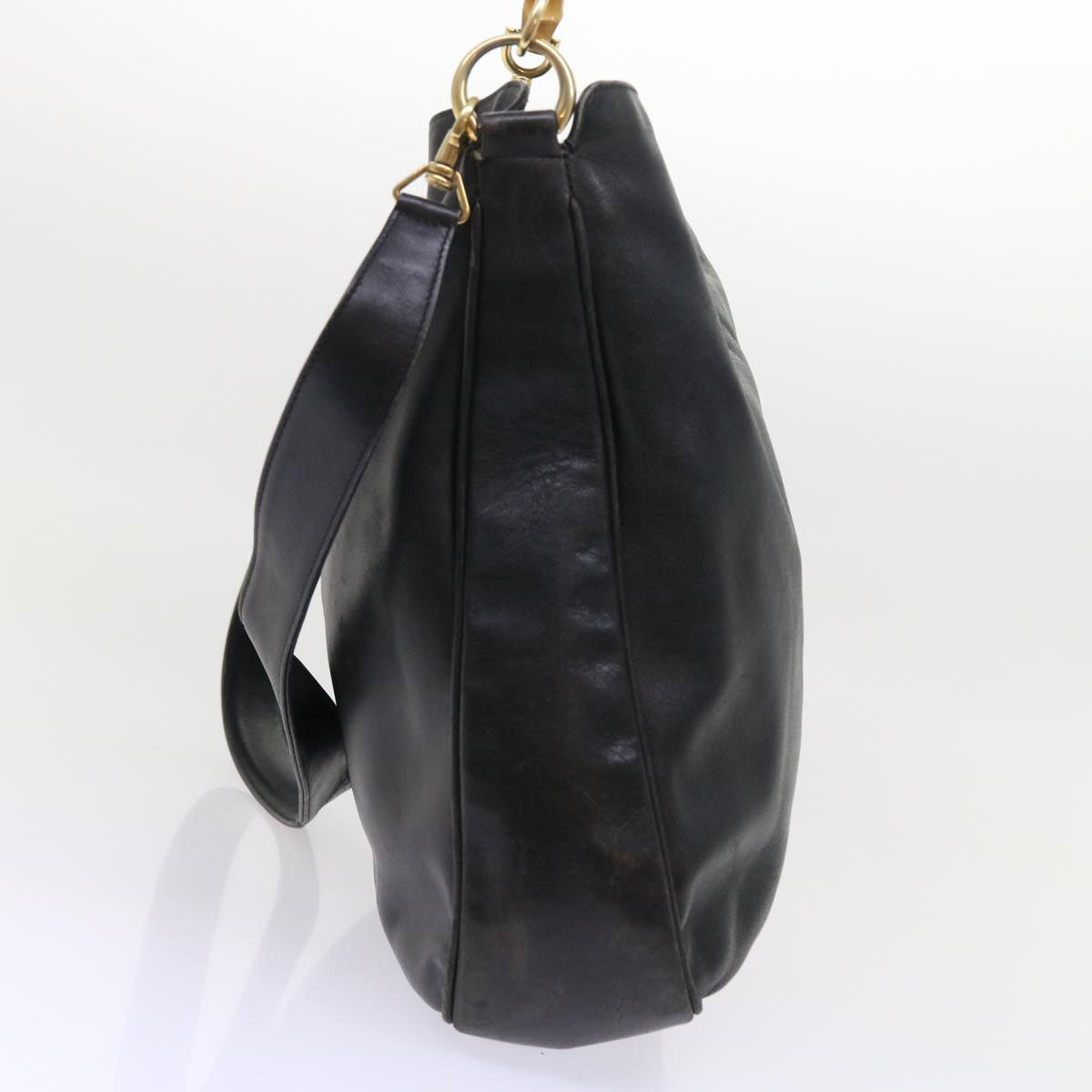 GUCCI Bamboo Shoulder Bag Leather 2way Black ar10286
