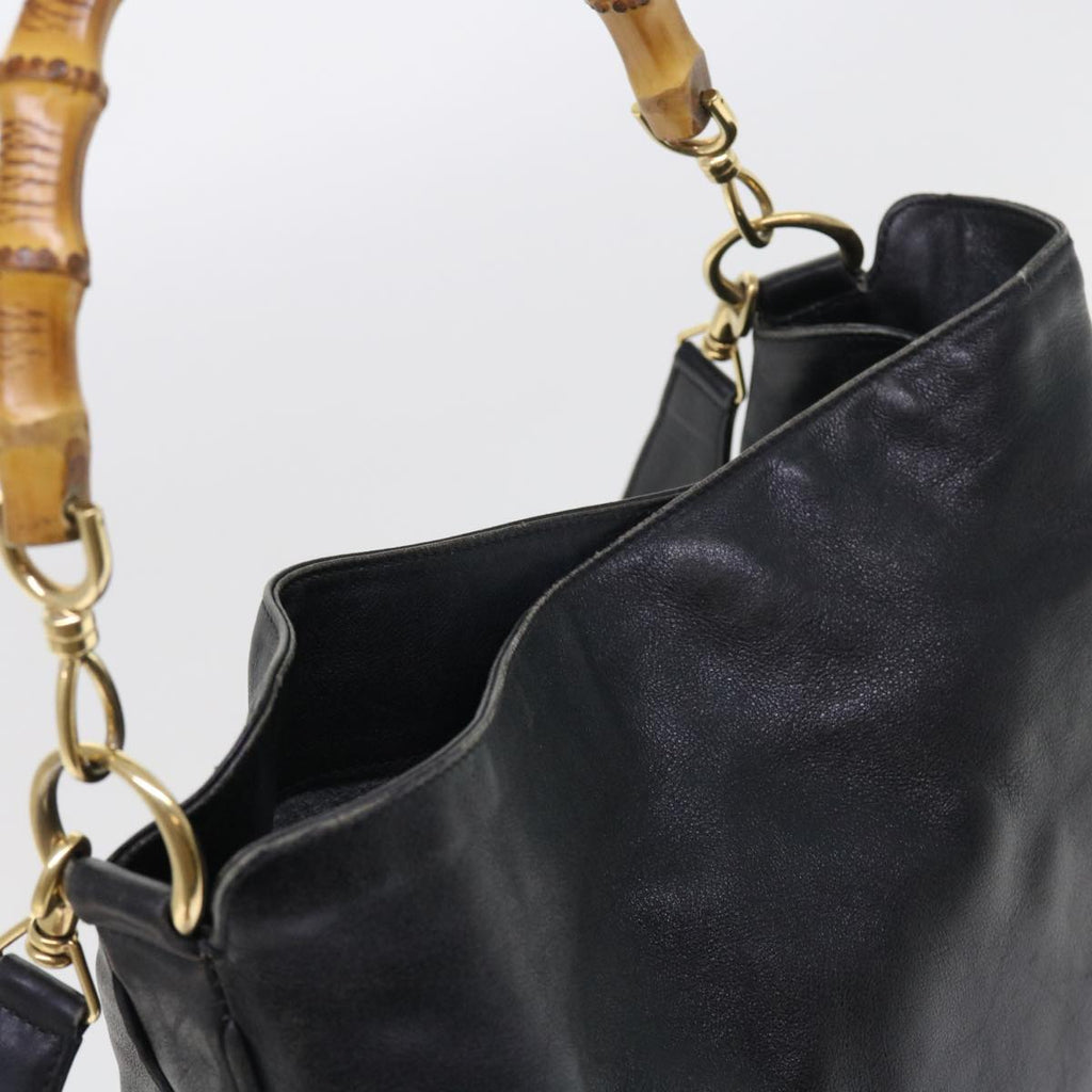 GUCCI Bamboo Shoulder Bag Leather 2way Black ar10286