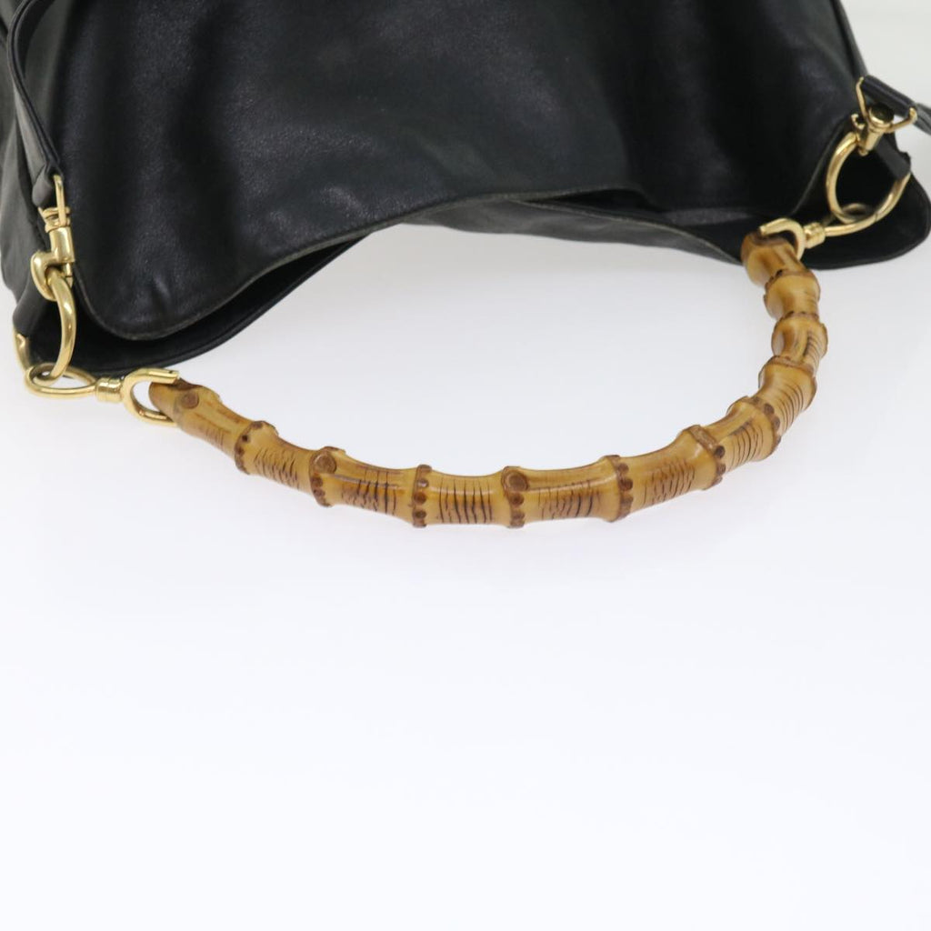 GUCCI Bamboo Shoulder Bag Leather 2way Black ar10286