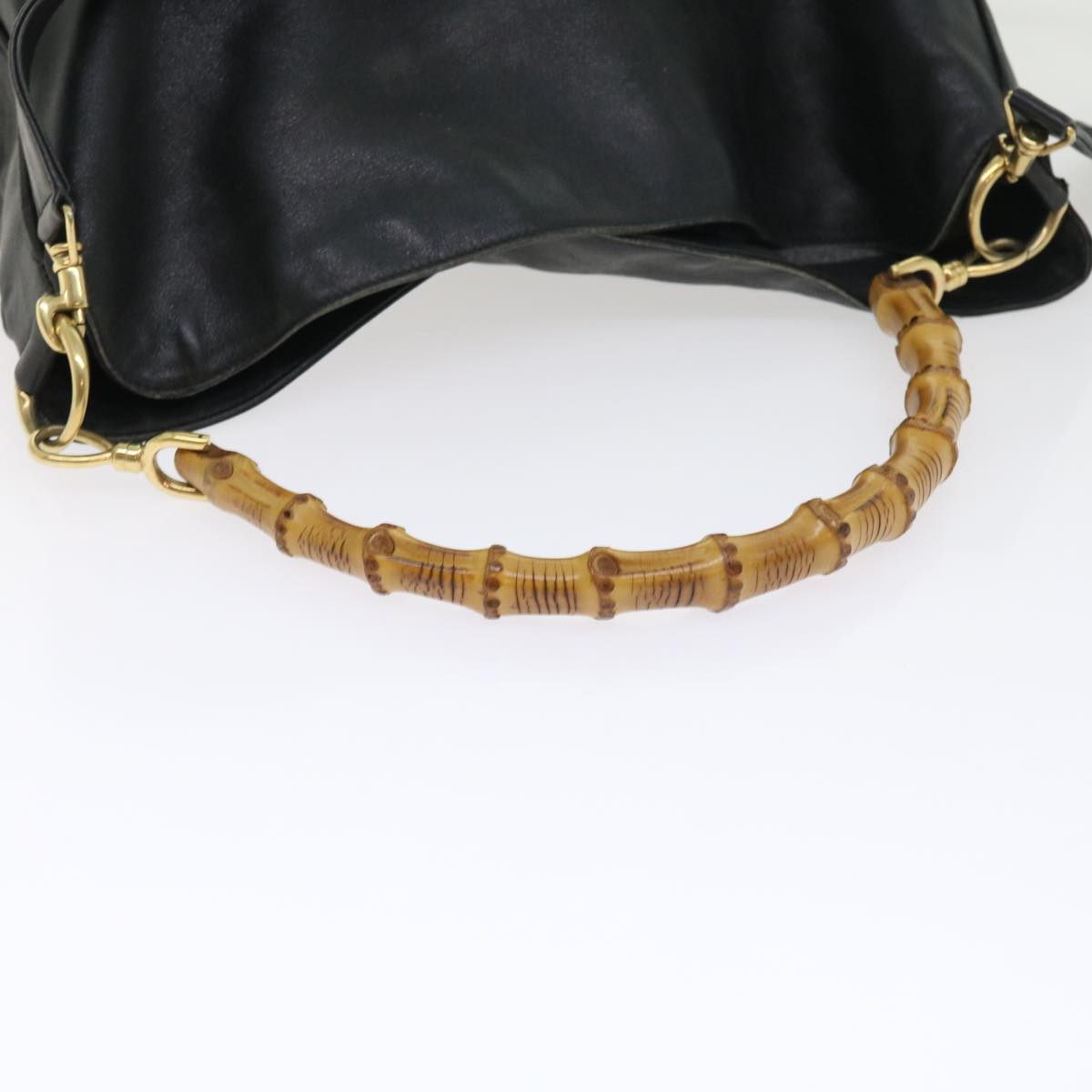GUCCI Bamboo Shoulder Bag Leather 2way Black ar10286