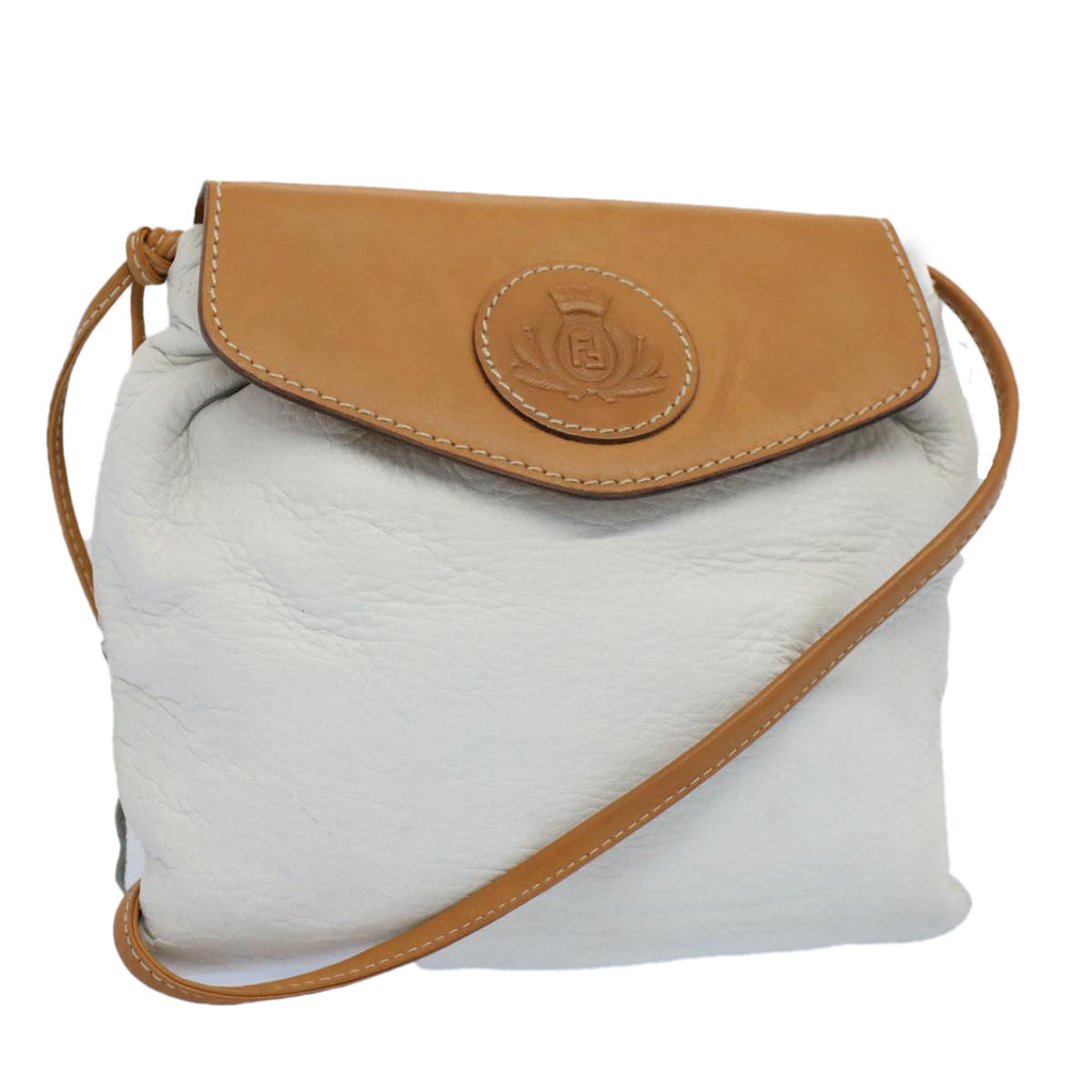 FENDI Shoulder Bag Leather White ar10303