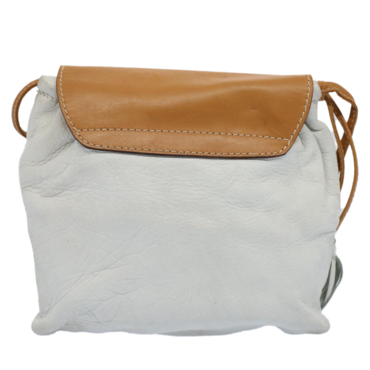 FENDI Shoulder Bag Leather White ar10303