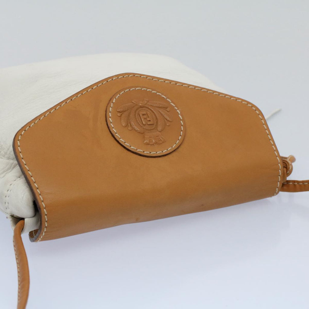 FENDI Shoulder Bag Leather White ar10303