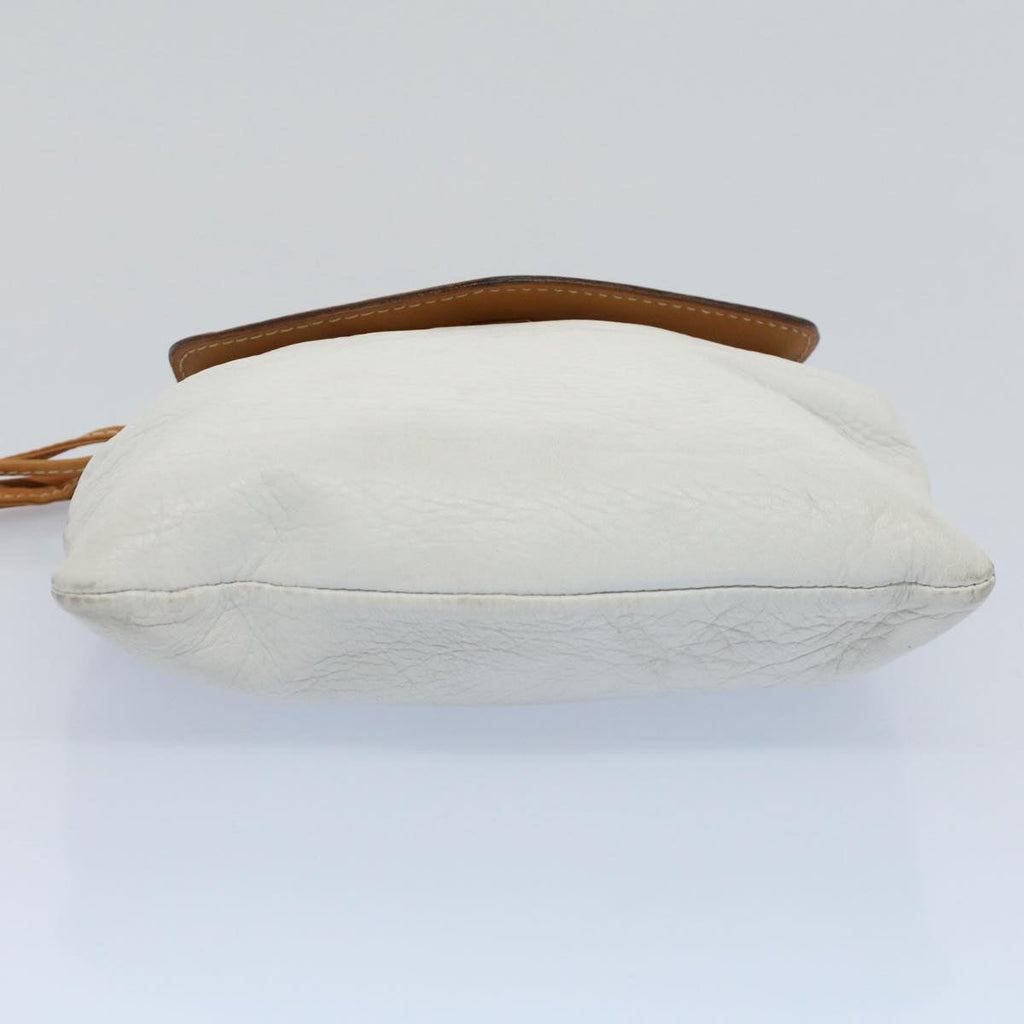 FENDI Shoulder Bag Leather White ar10303